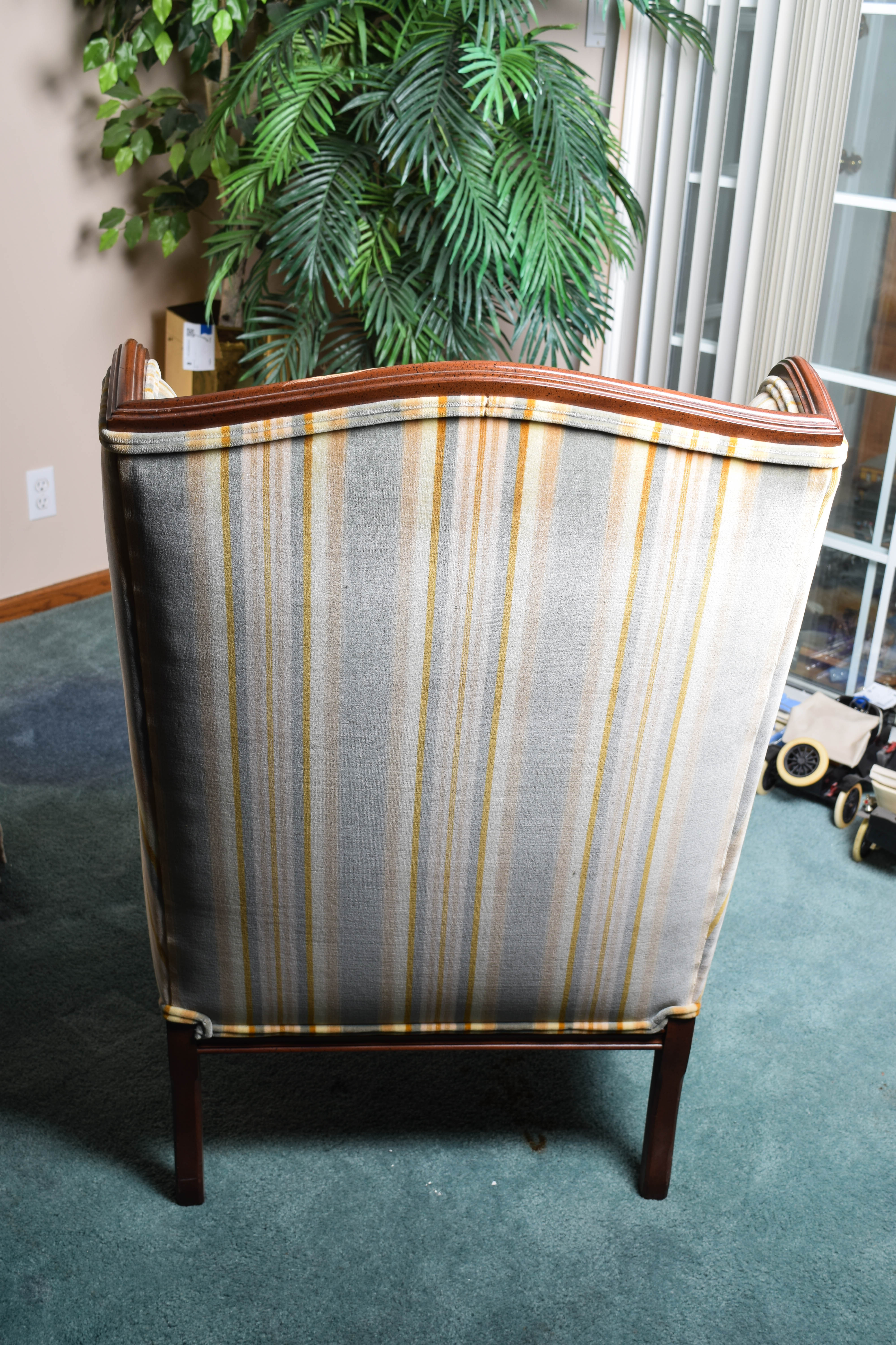 Pair of Vintage Velvet Wingback Armchairs