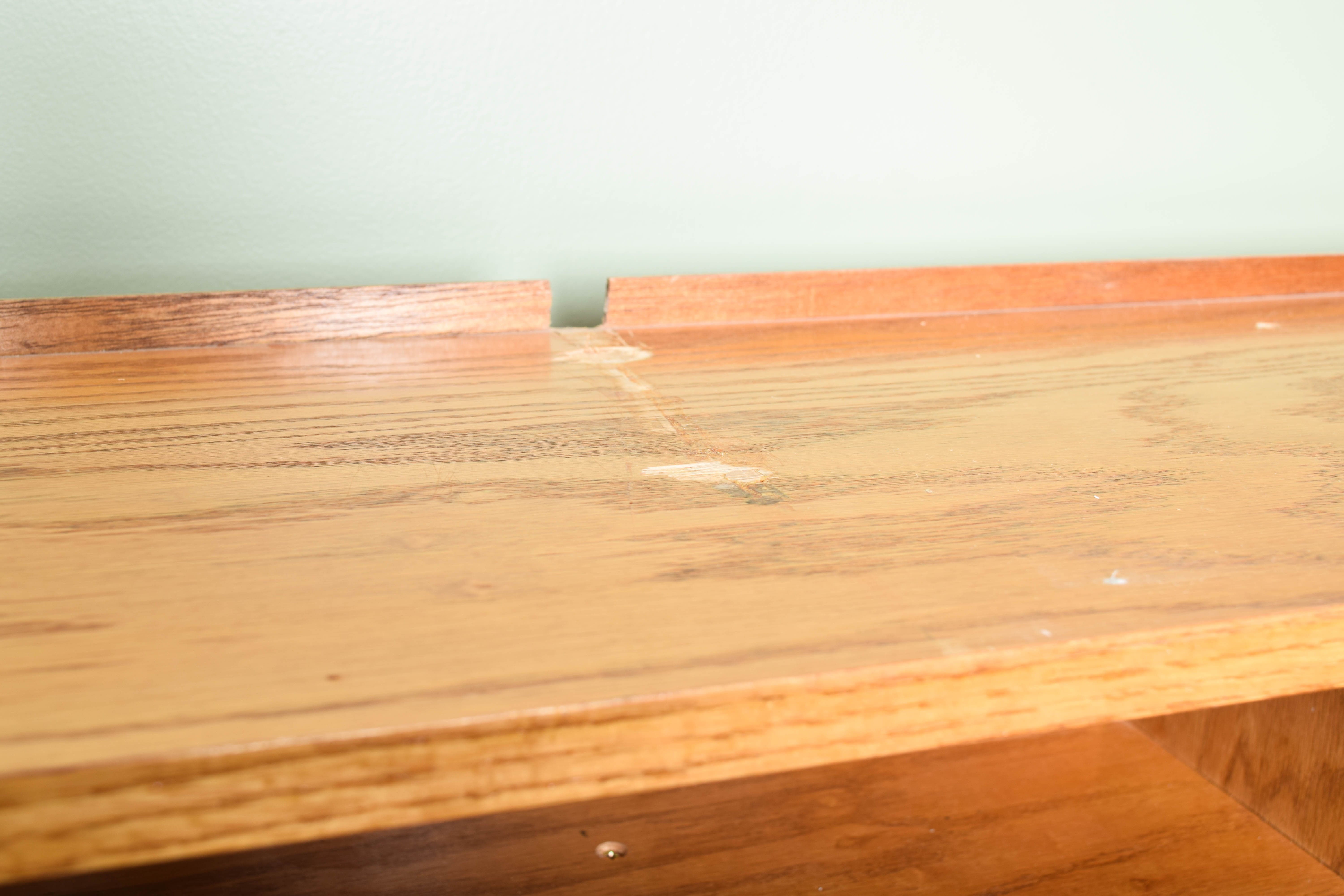 Oak Veneer Desk with Hutch and File Cabinet