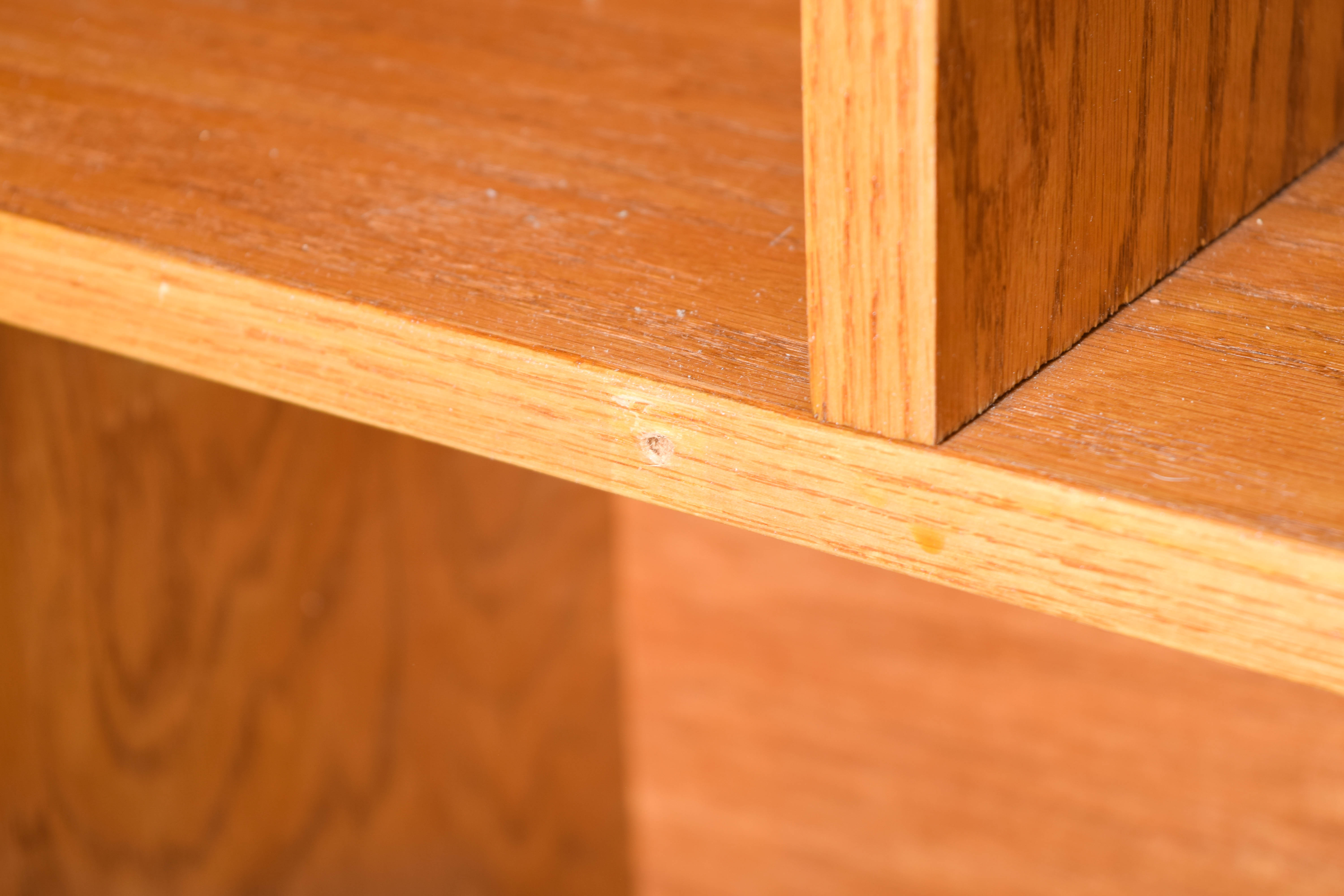 Oak Veneer Desk with Hutch and File Cabinet