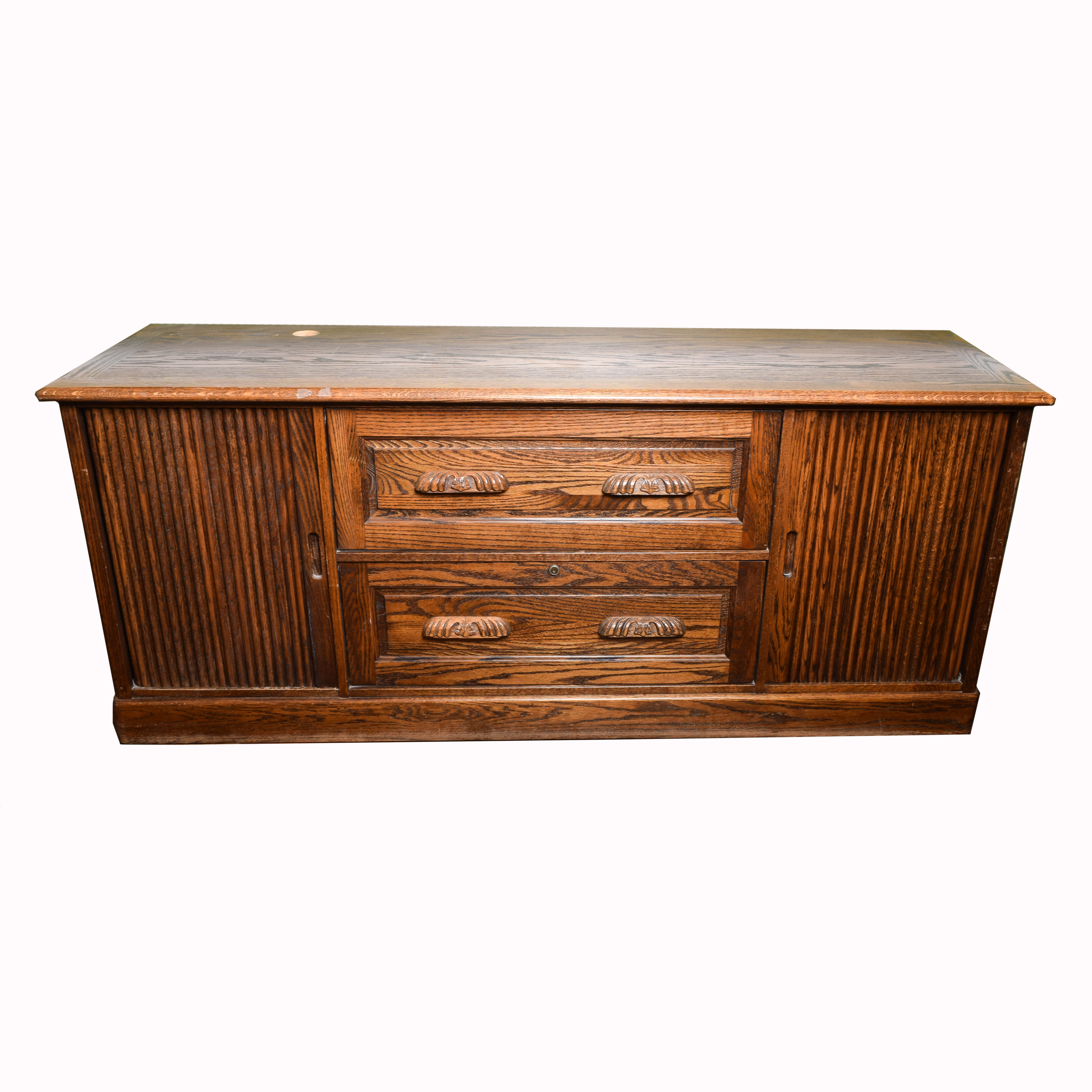 Vintage Oak Television Console or Filing Cabinet