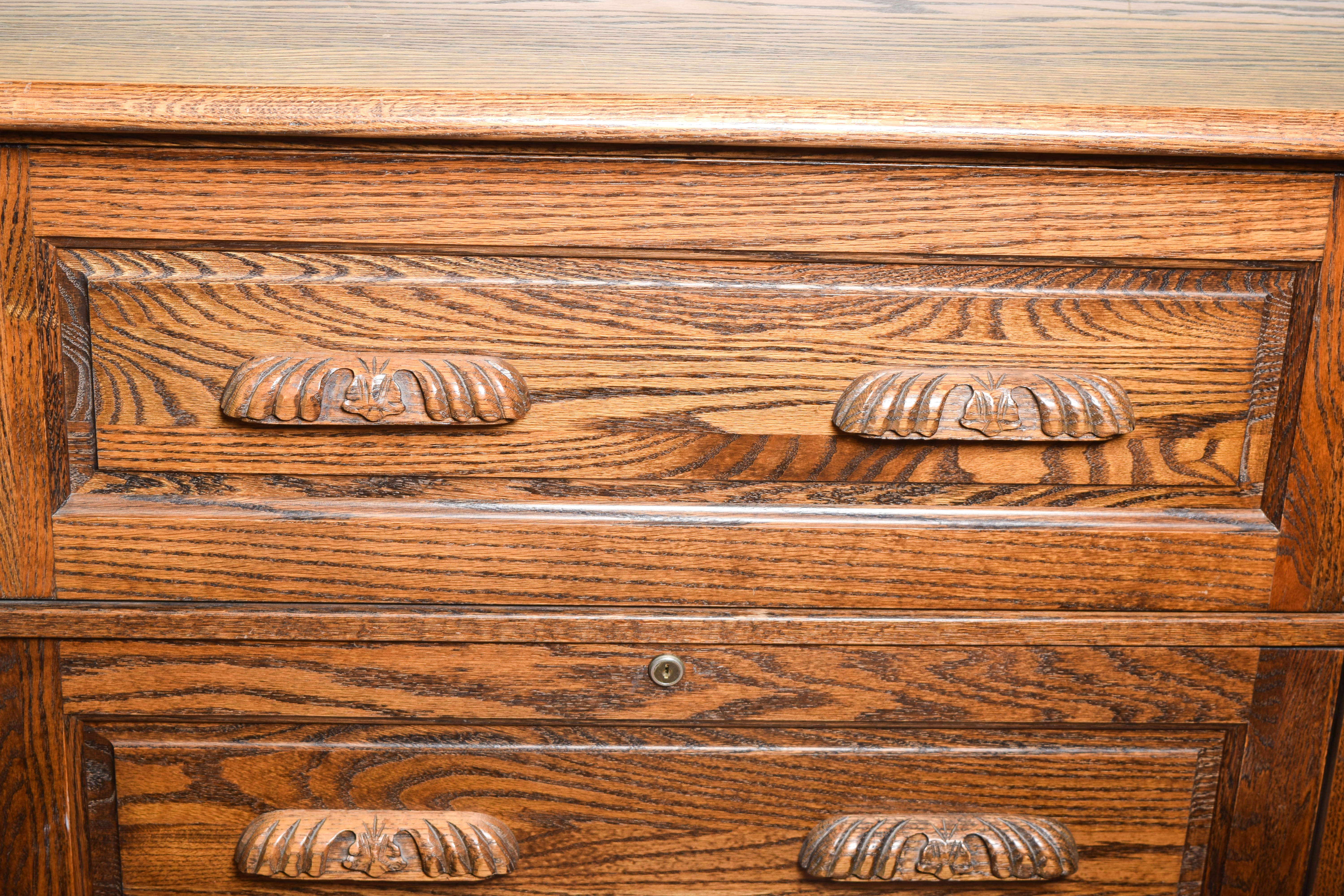 Vintage Oak Television Console or Filing Cabinet