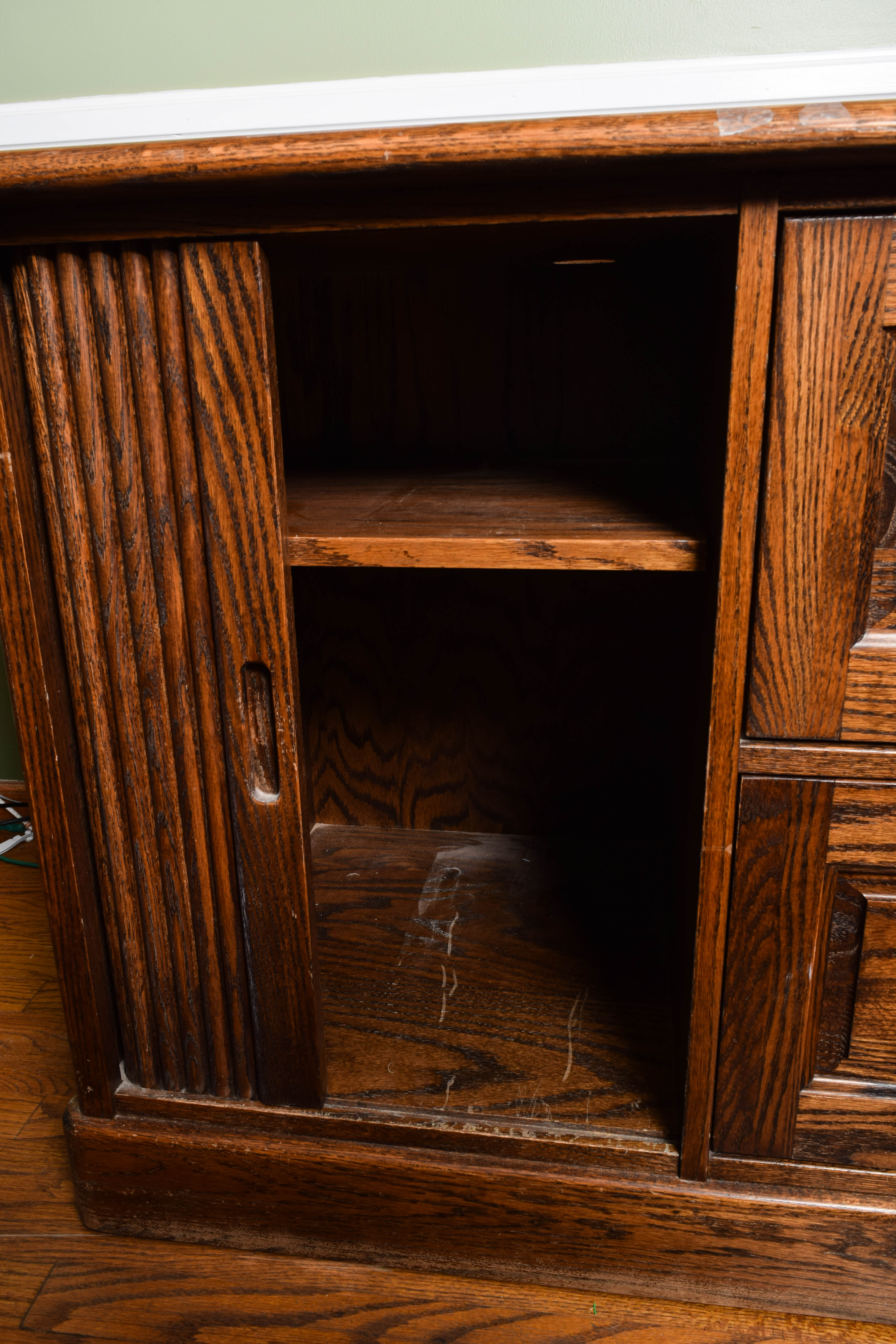 Vintage Oak Television Console or Filing Cabinet