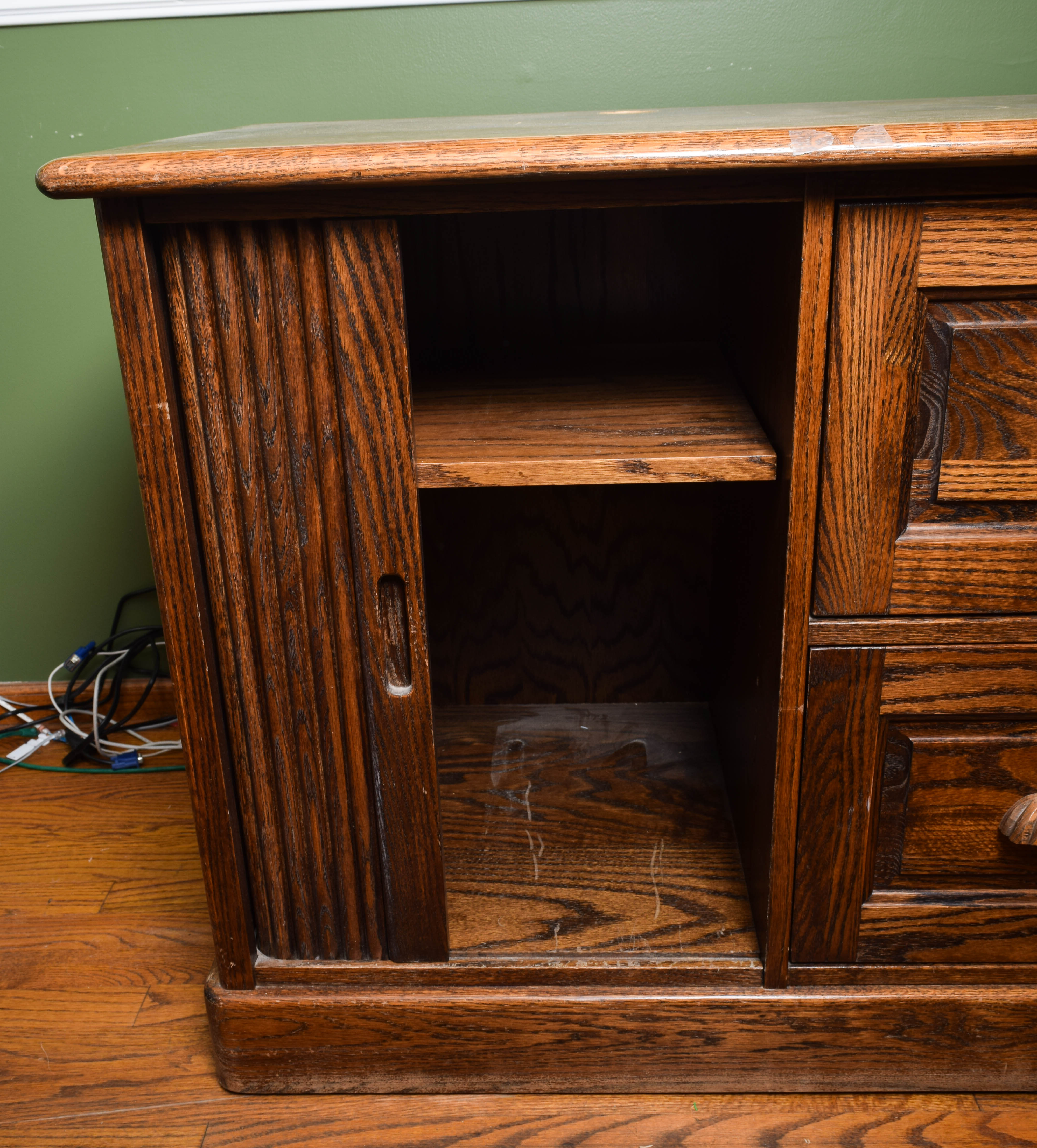 Vintage Oak Television Console or Filing Cabinet