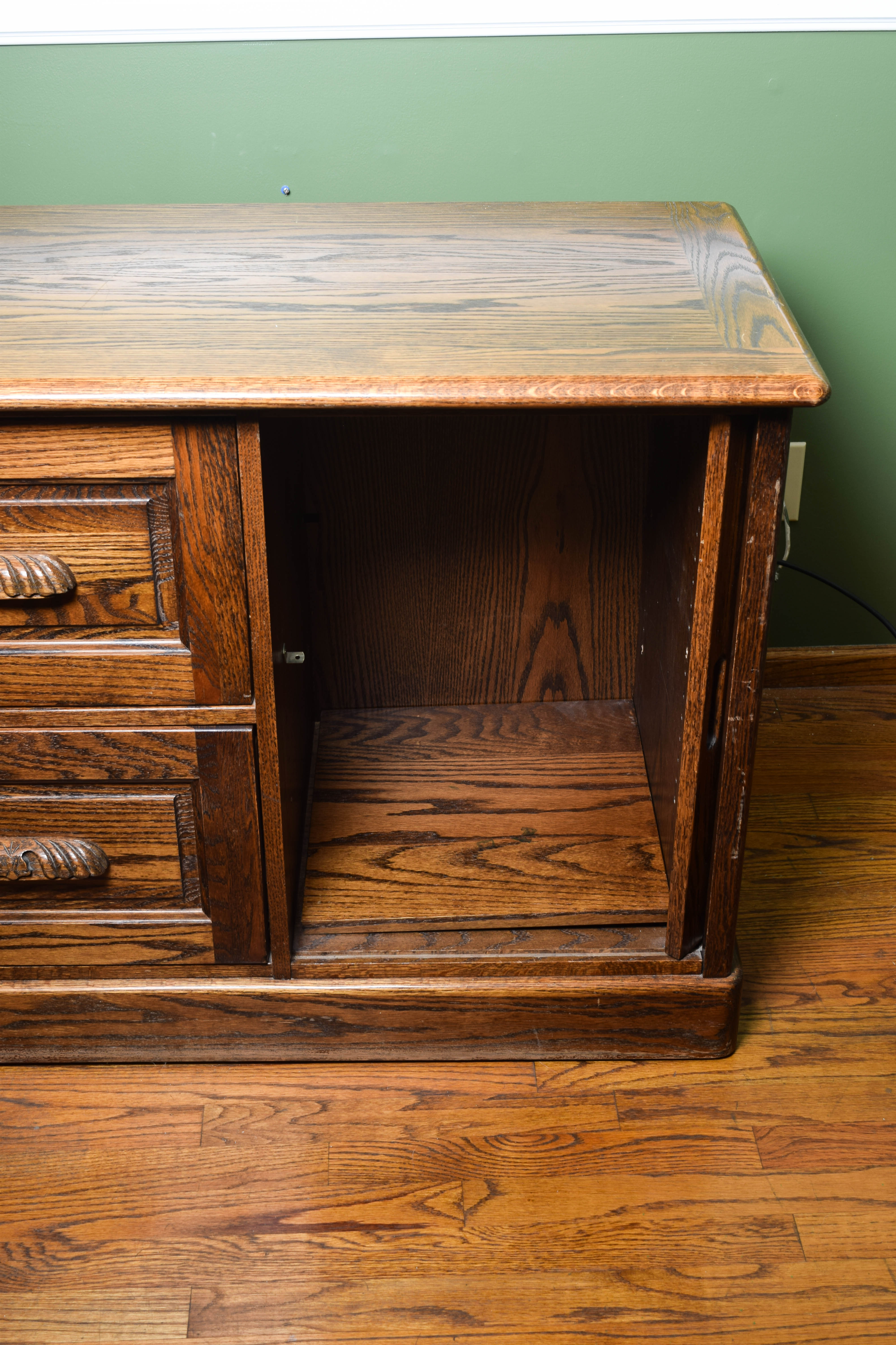 Vintage Oak Television Console or Filing Cabinet
