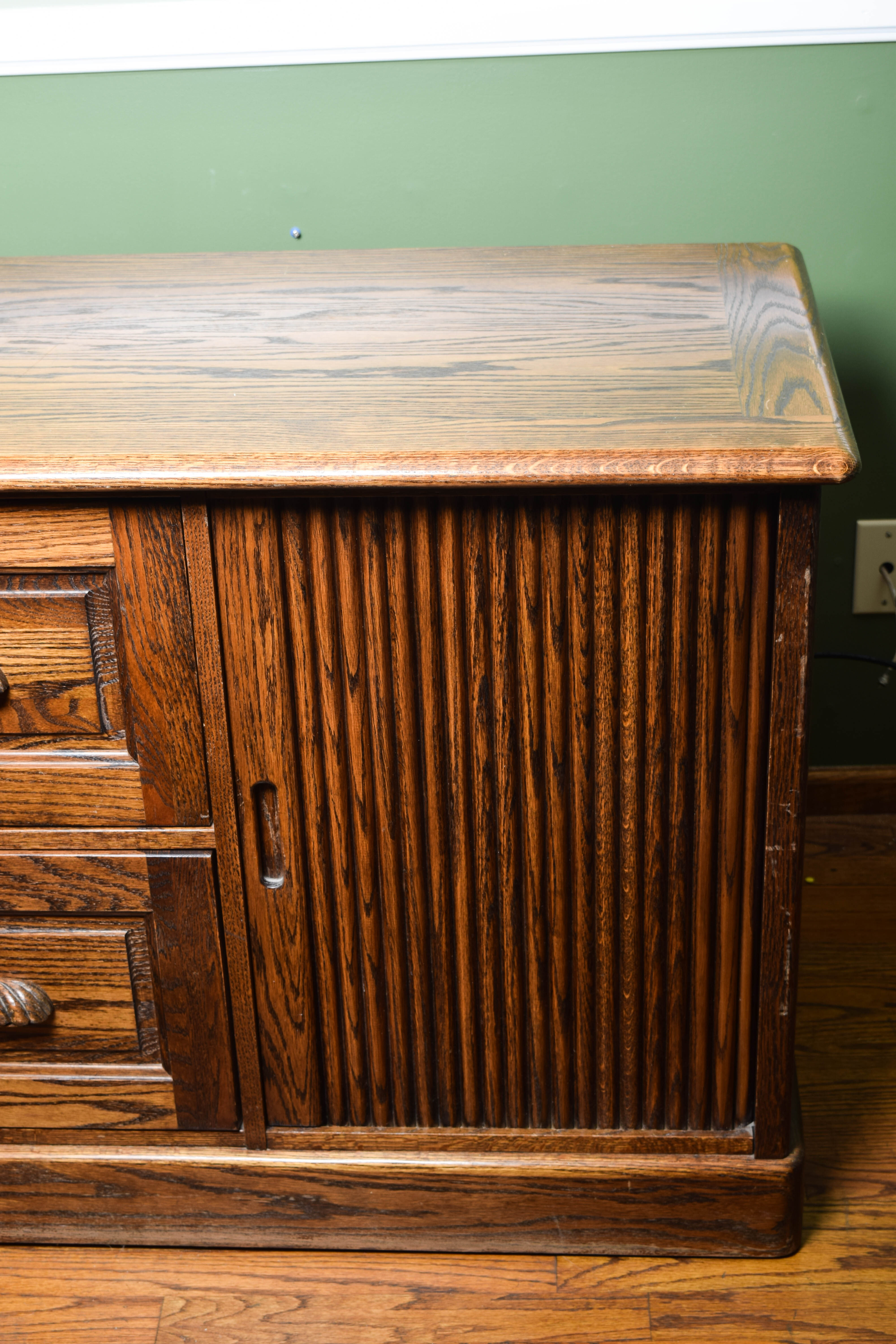 Vintage Oak Television Console or Filing Cabinet