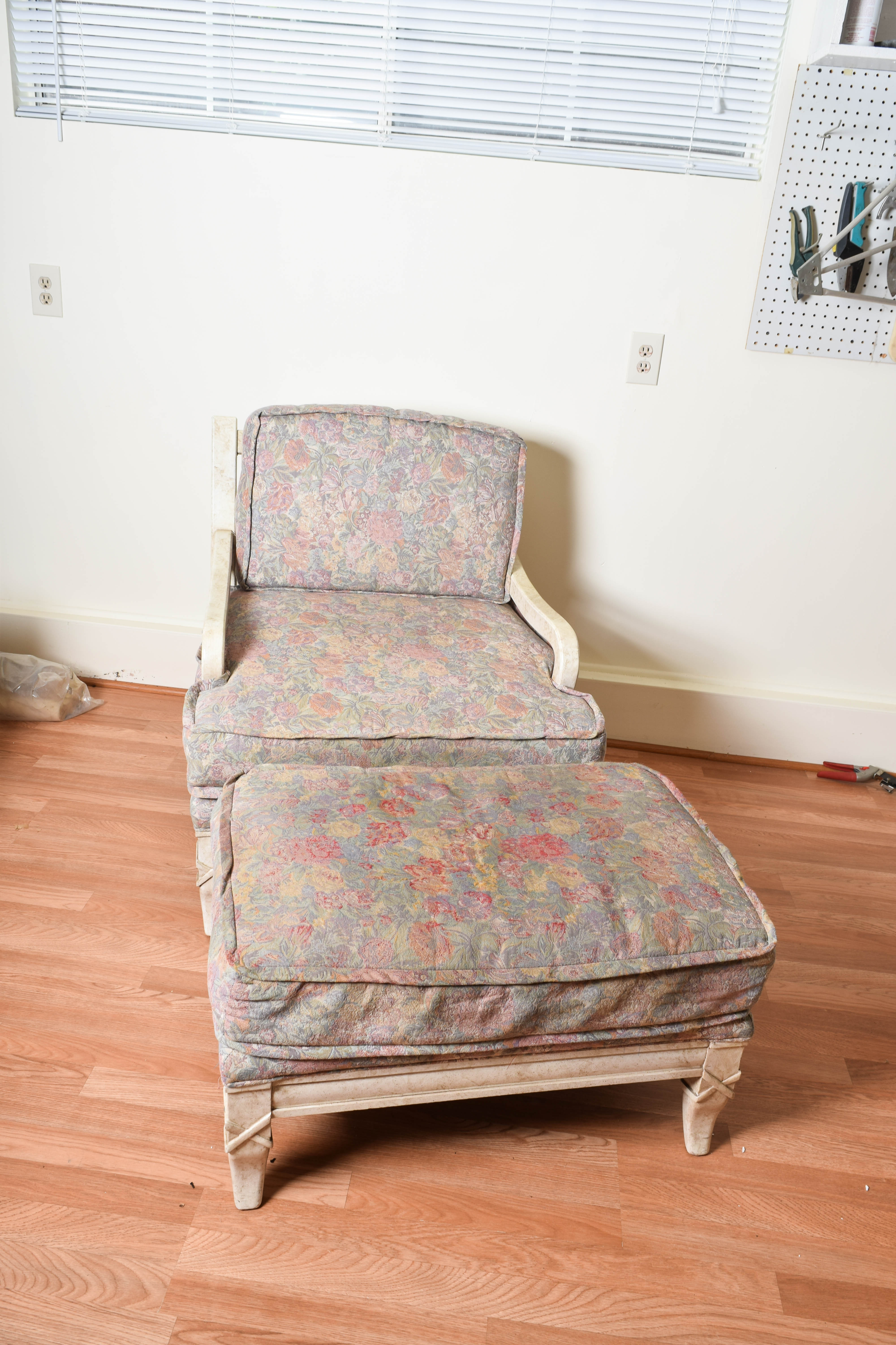 Vintage French Provincial Armchair and Ottoman