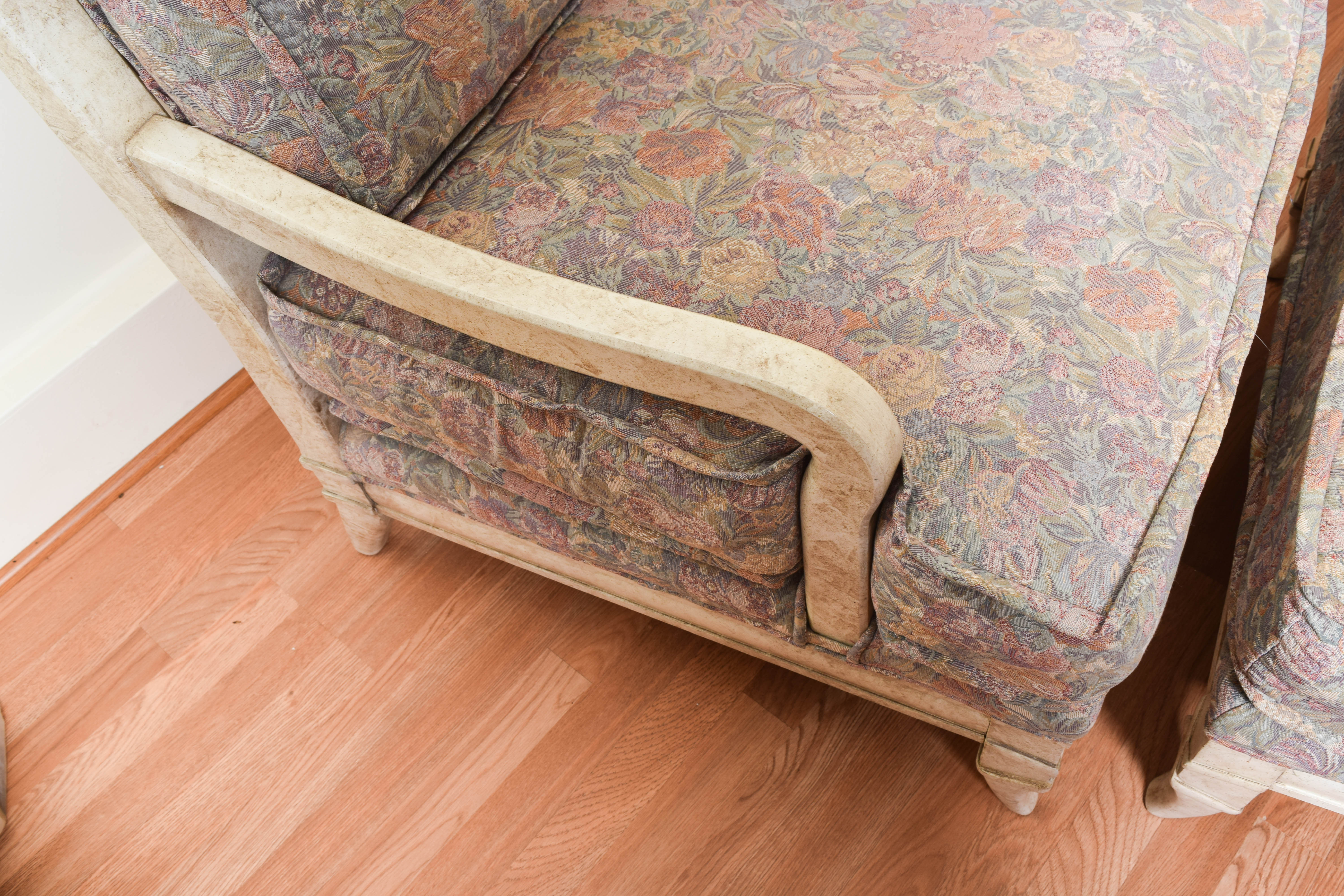 Vintage French Provincial Armchair and Ottoman