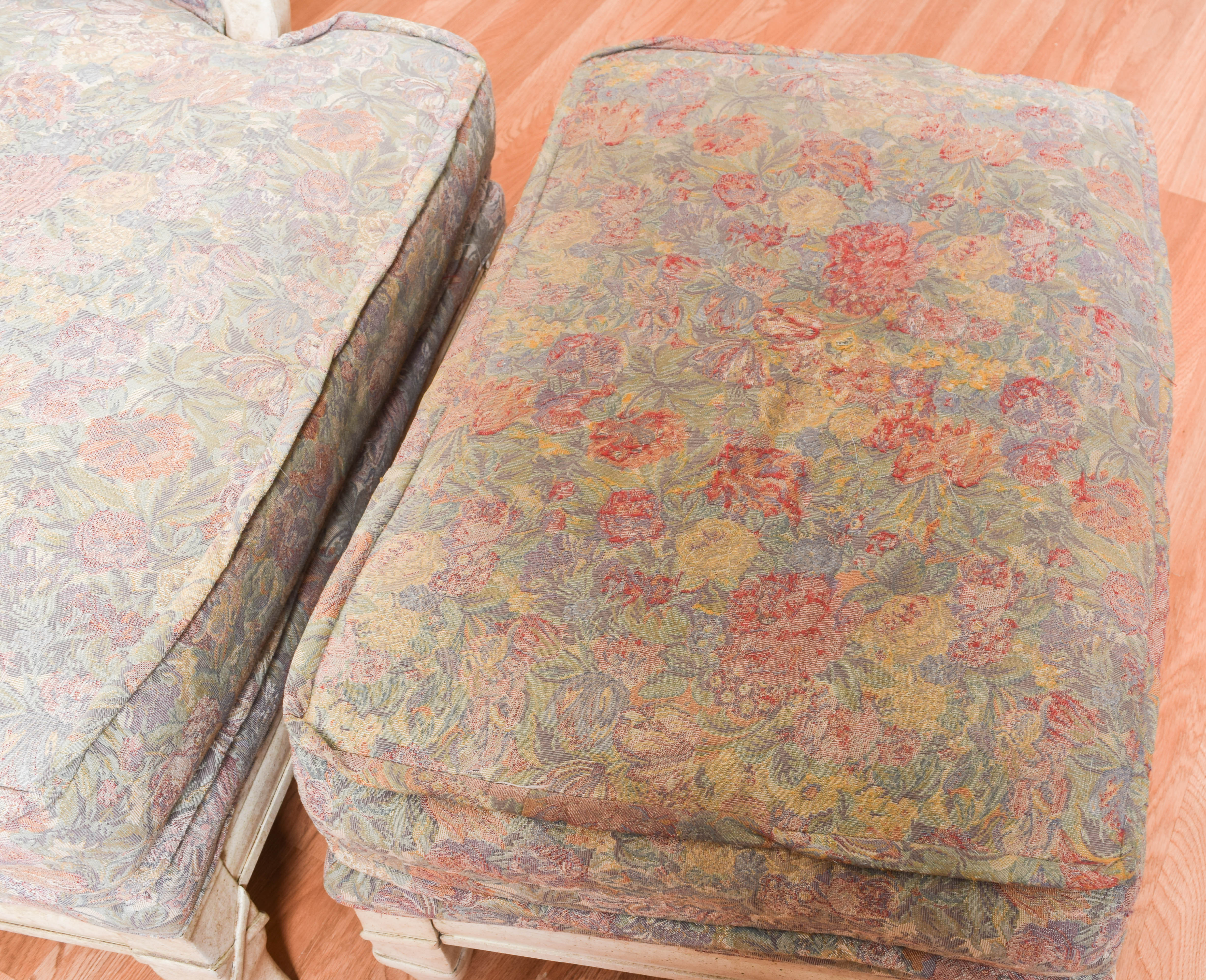 Vintage French Provincial Armchair and Ottoman