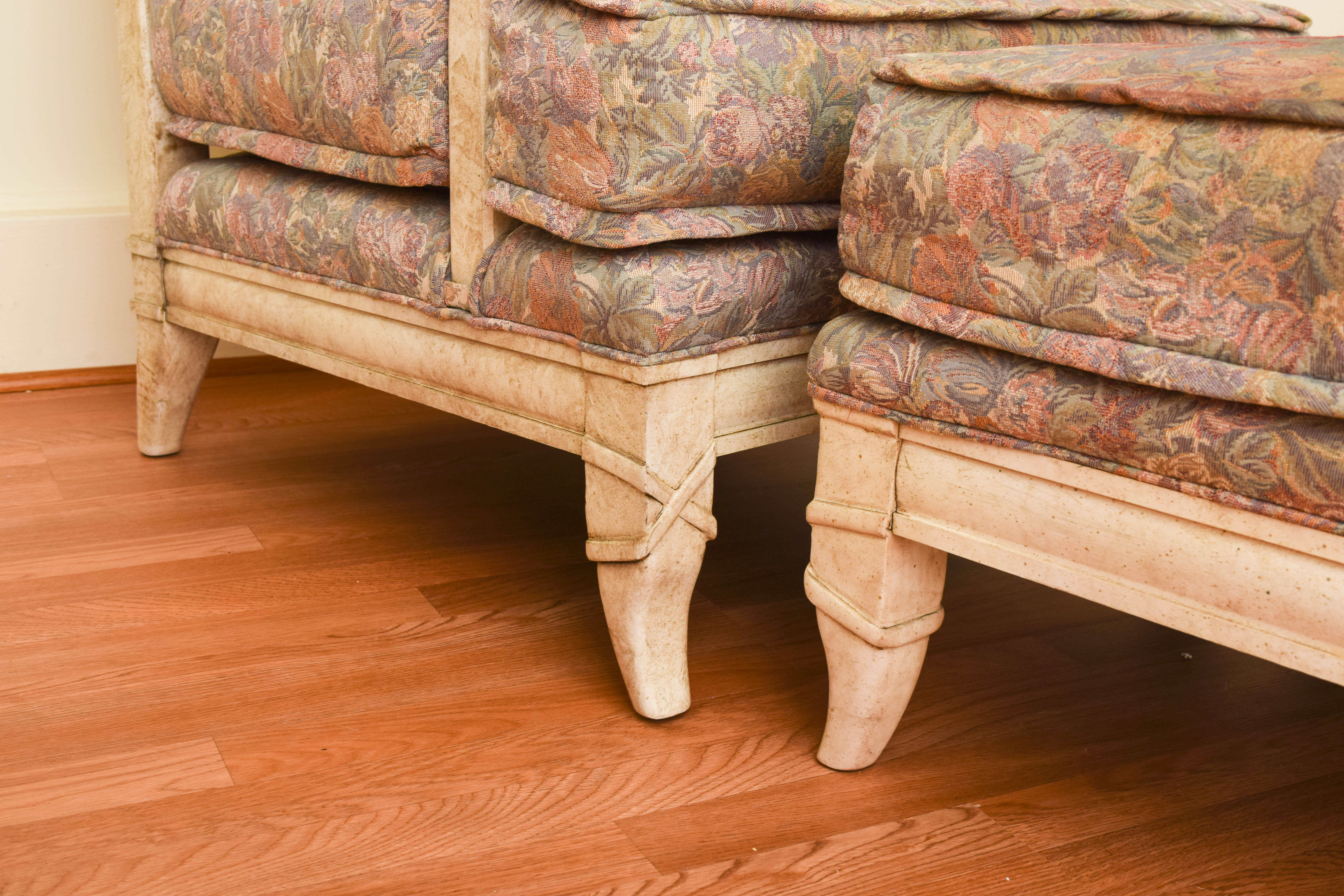 Vintage French Provincial Armchair and Ottoman