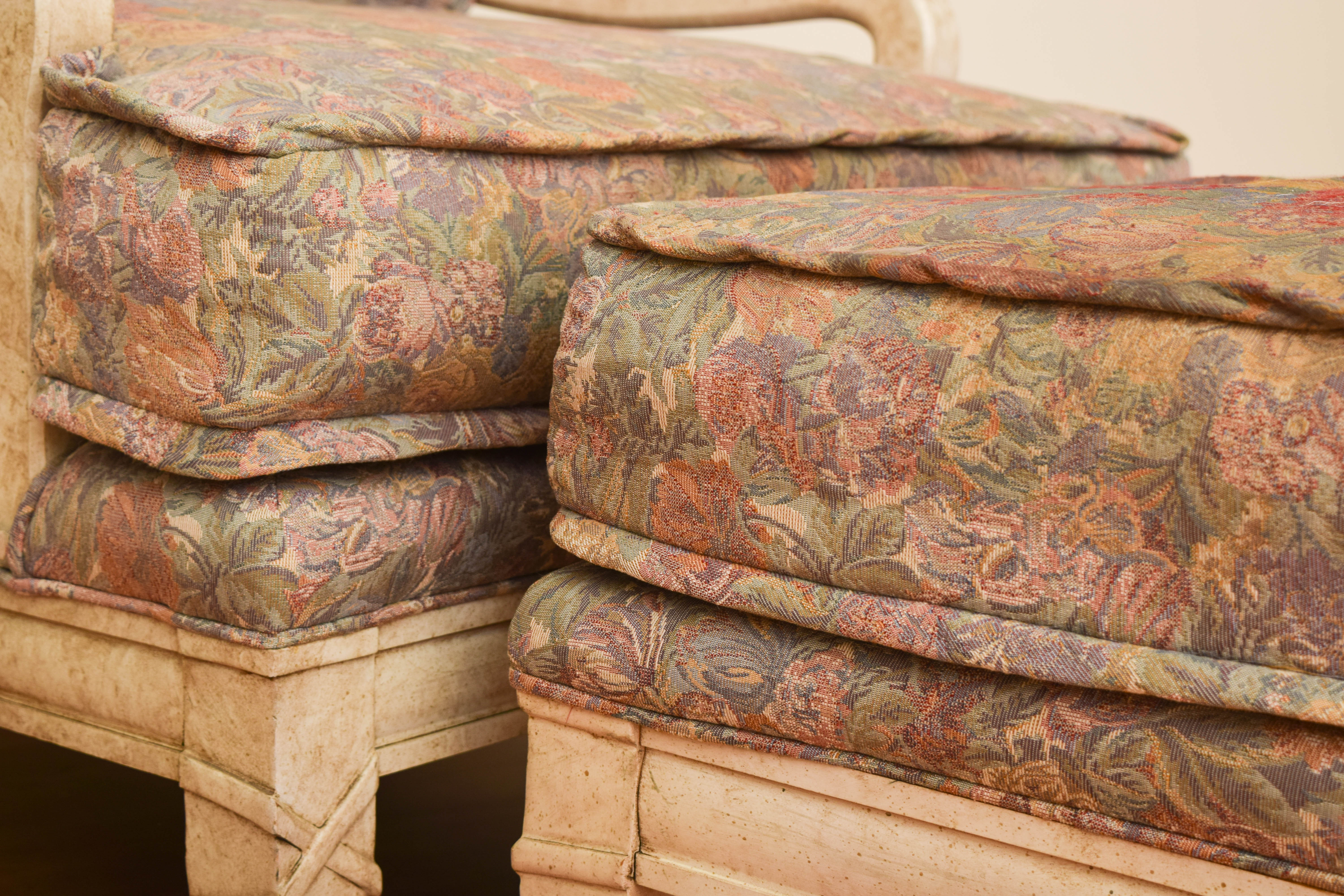 Vintage French Provincial Armchair and Ottoman