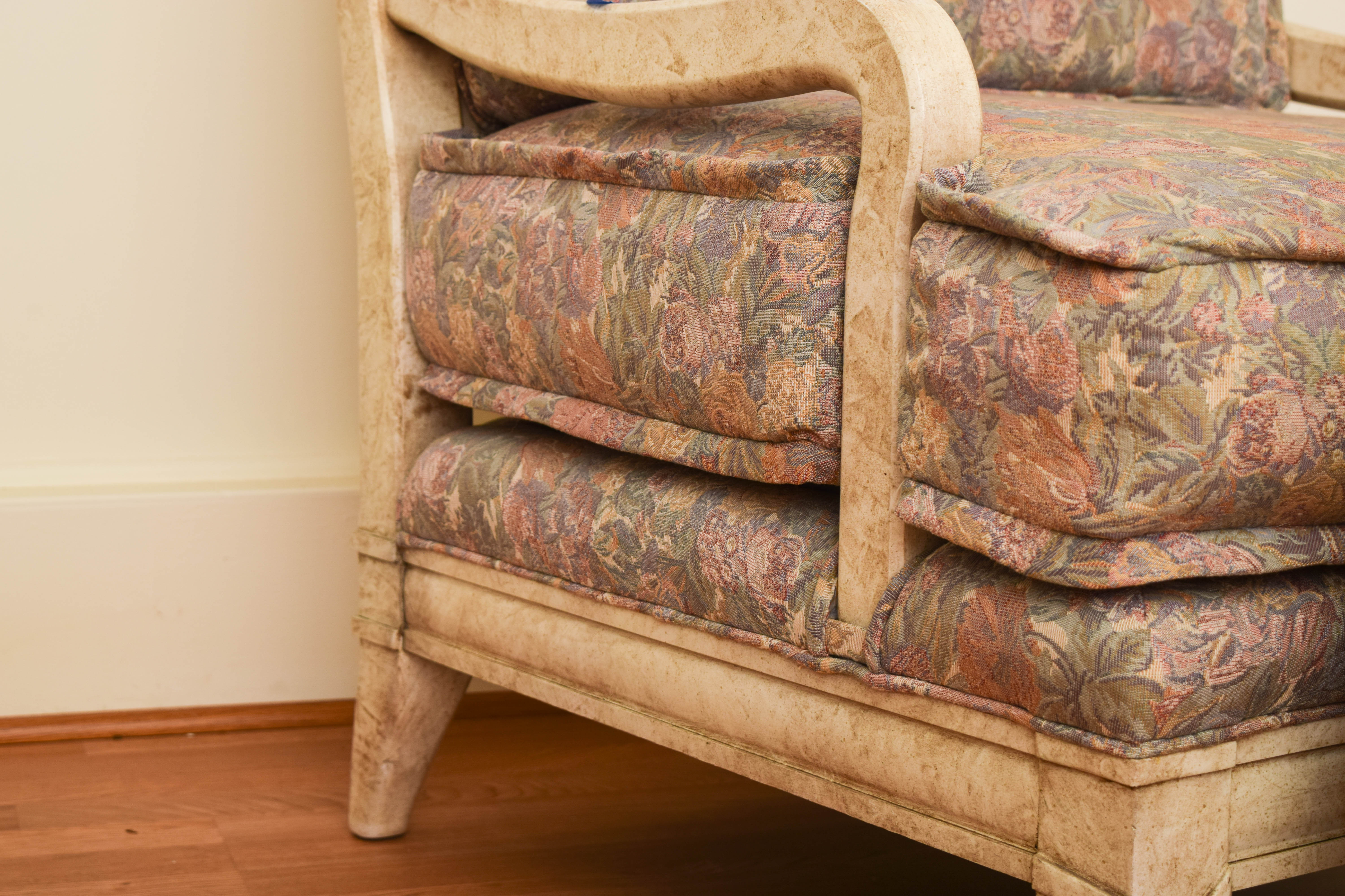 Vintage French Provincial Armchair and Ottoman