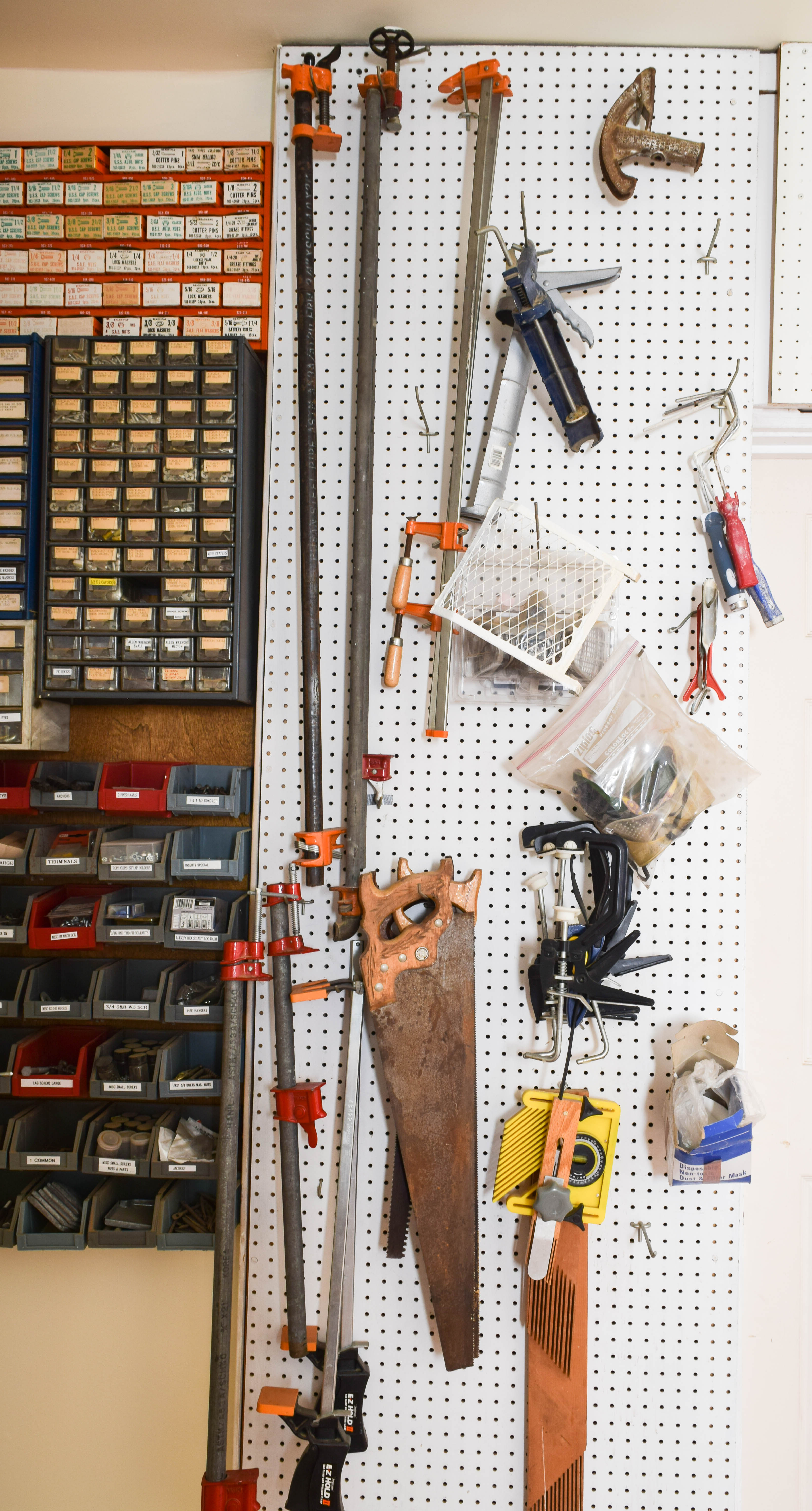 Work Bench and Wall of Assorted Tools