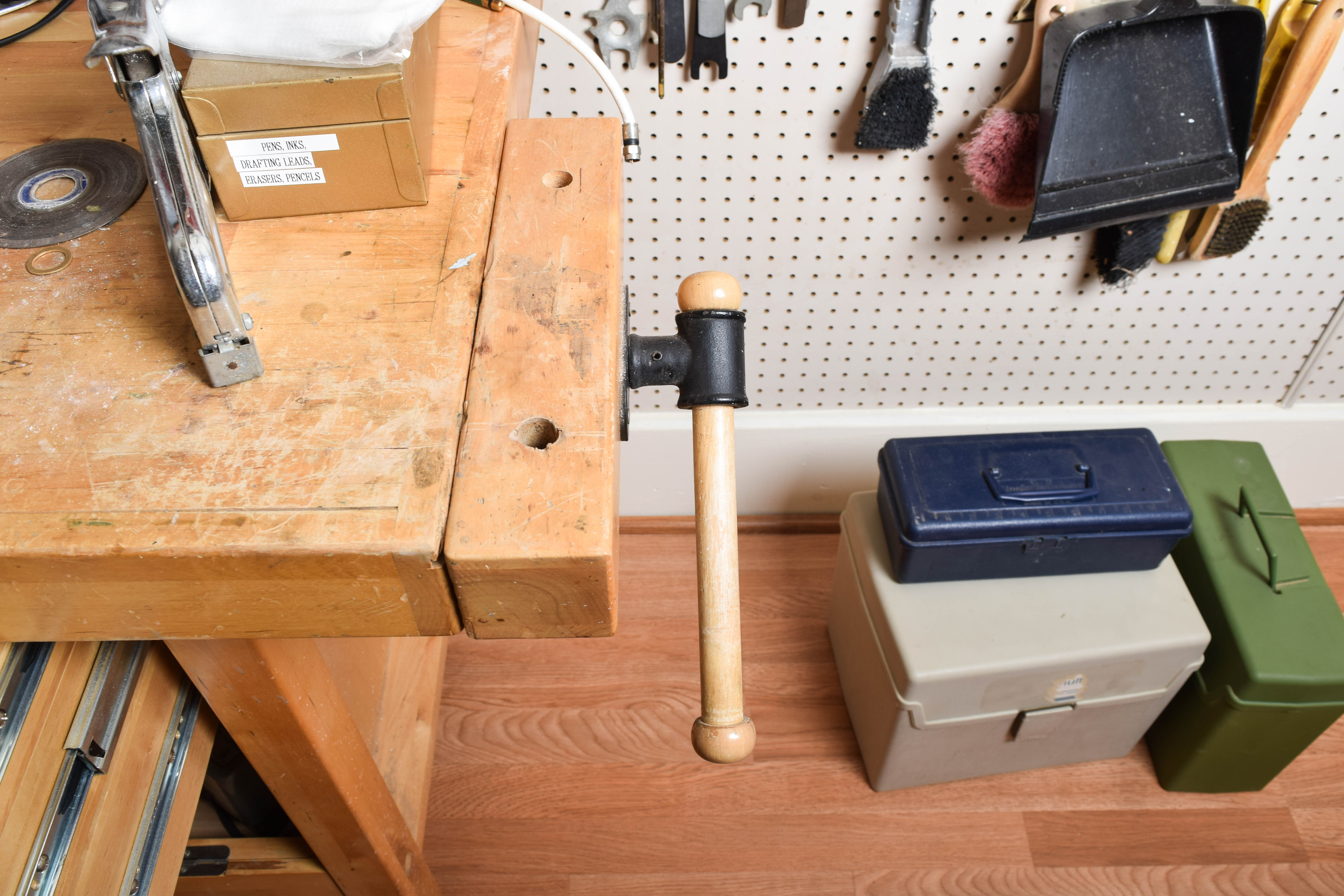 Work Bench and Wall of Assorted Tools