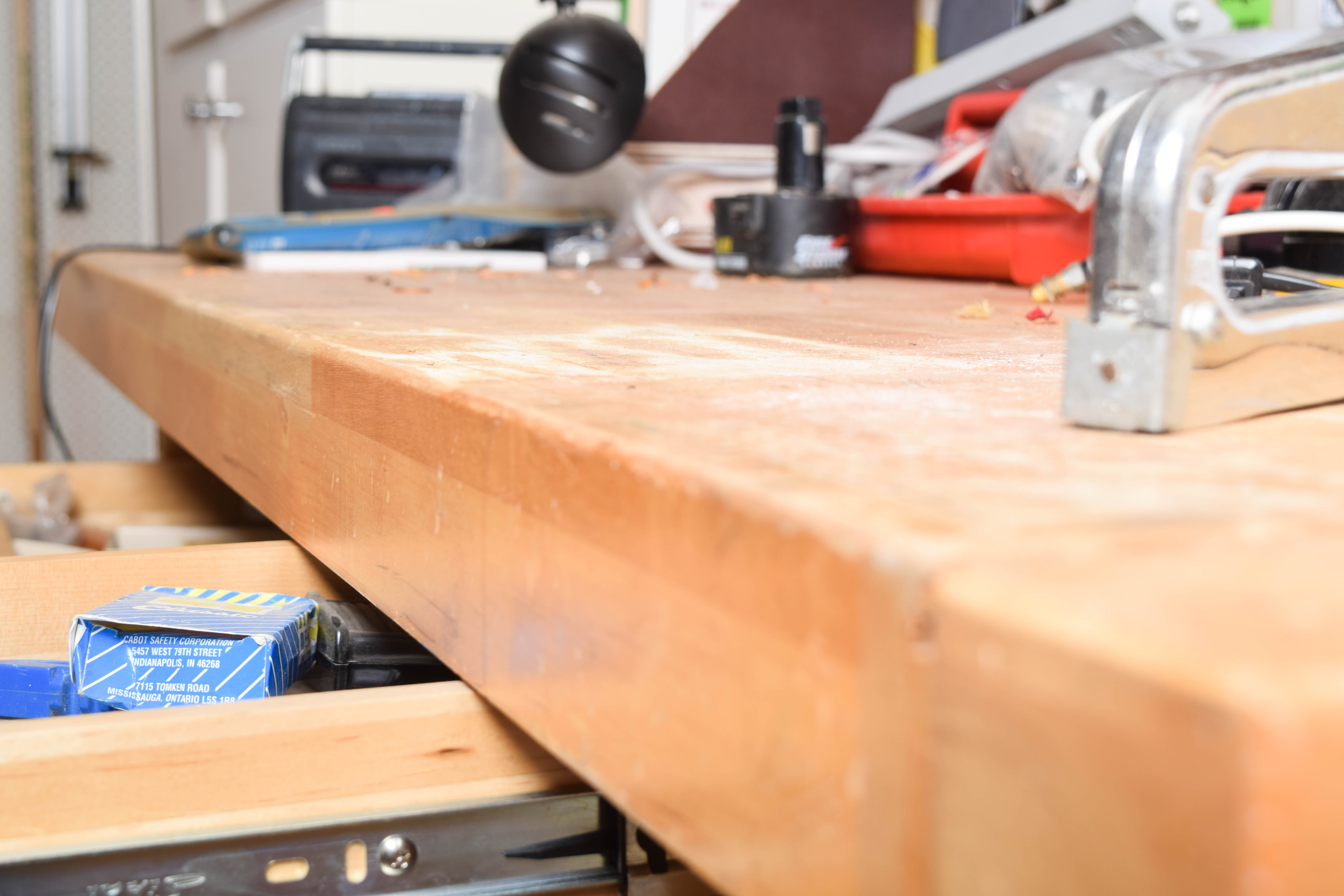 Work Bench and Wall of Assorted Tools