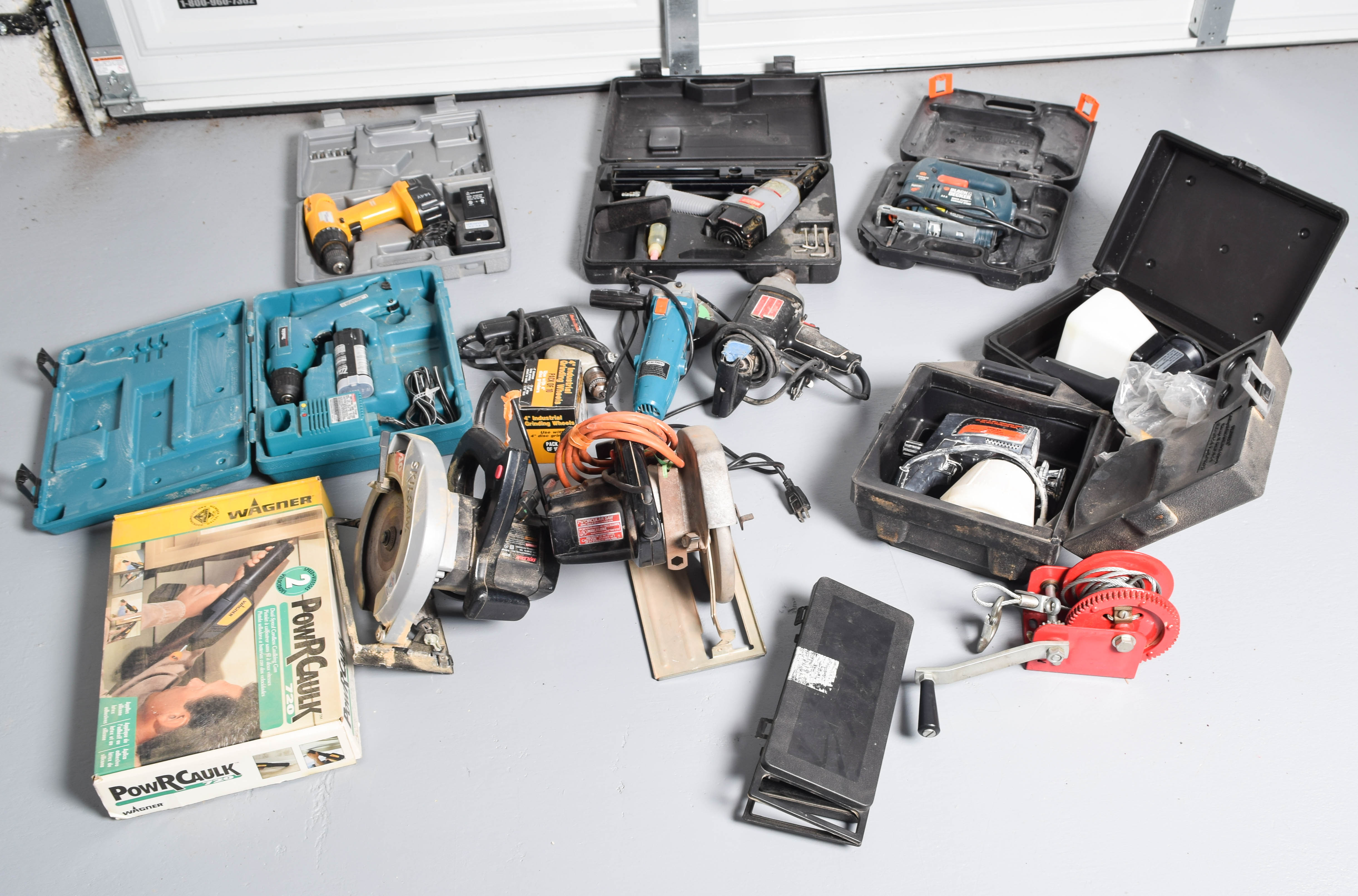 Collection of Drills, Skilsaws, and Other Power Tools