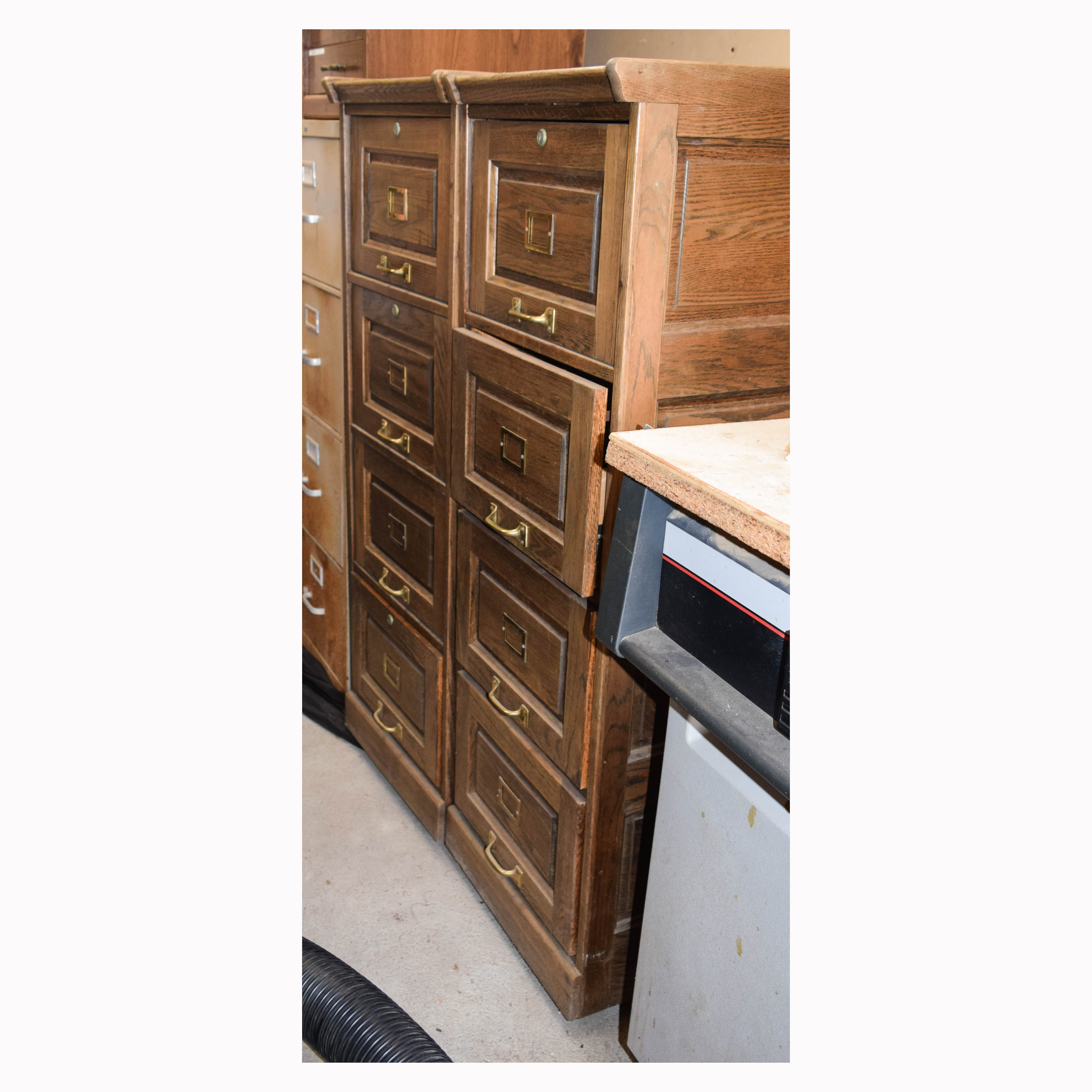Pair of Vintage Oak Filing Cabinets