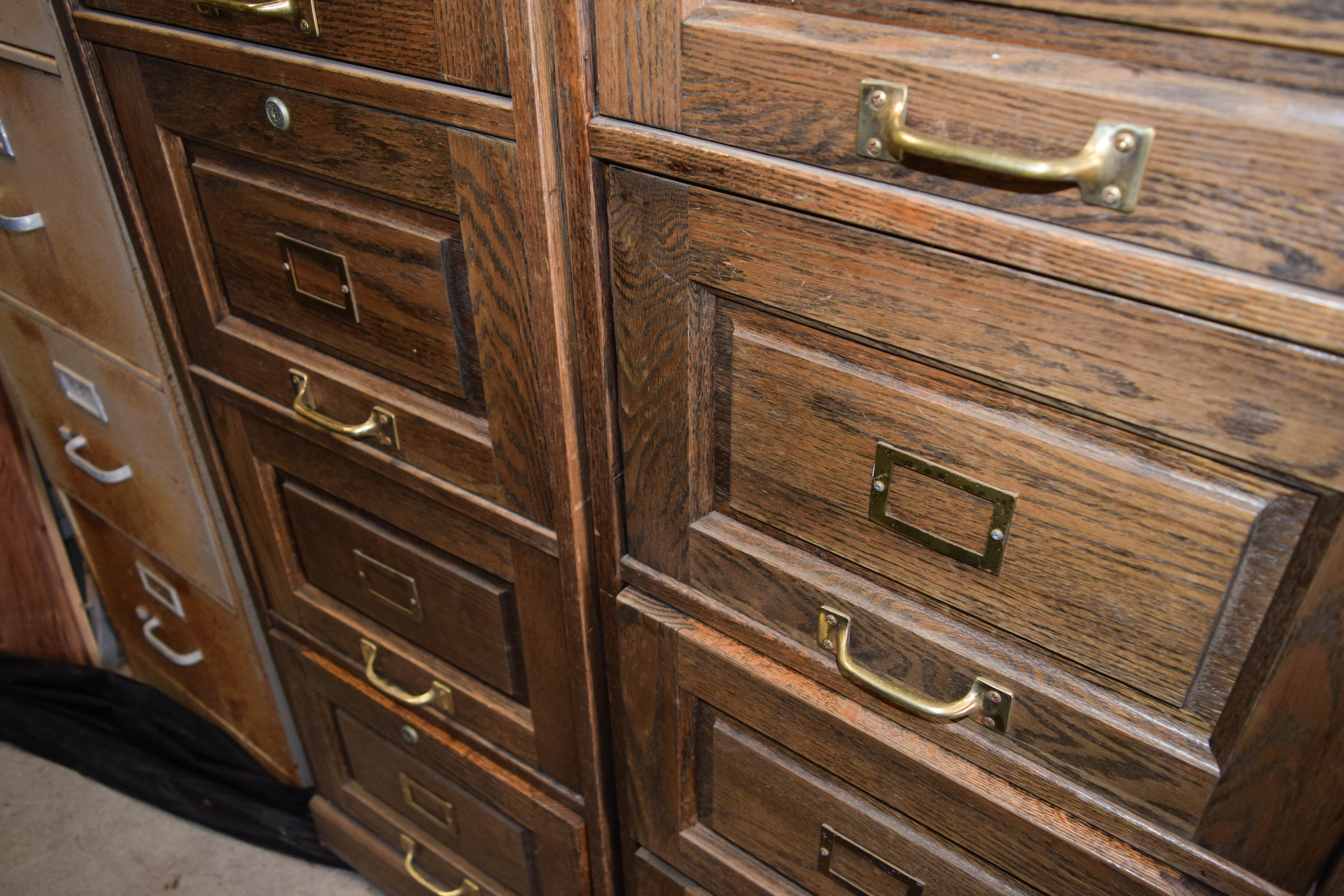 Pair of Vintage Oak Filing Cabinets