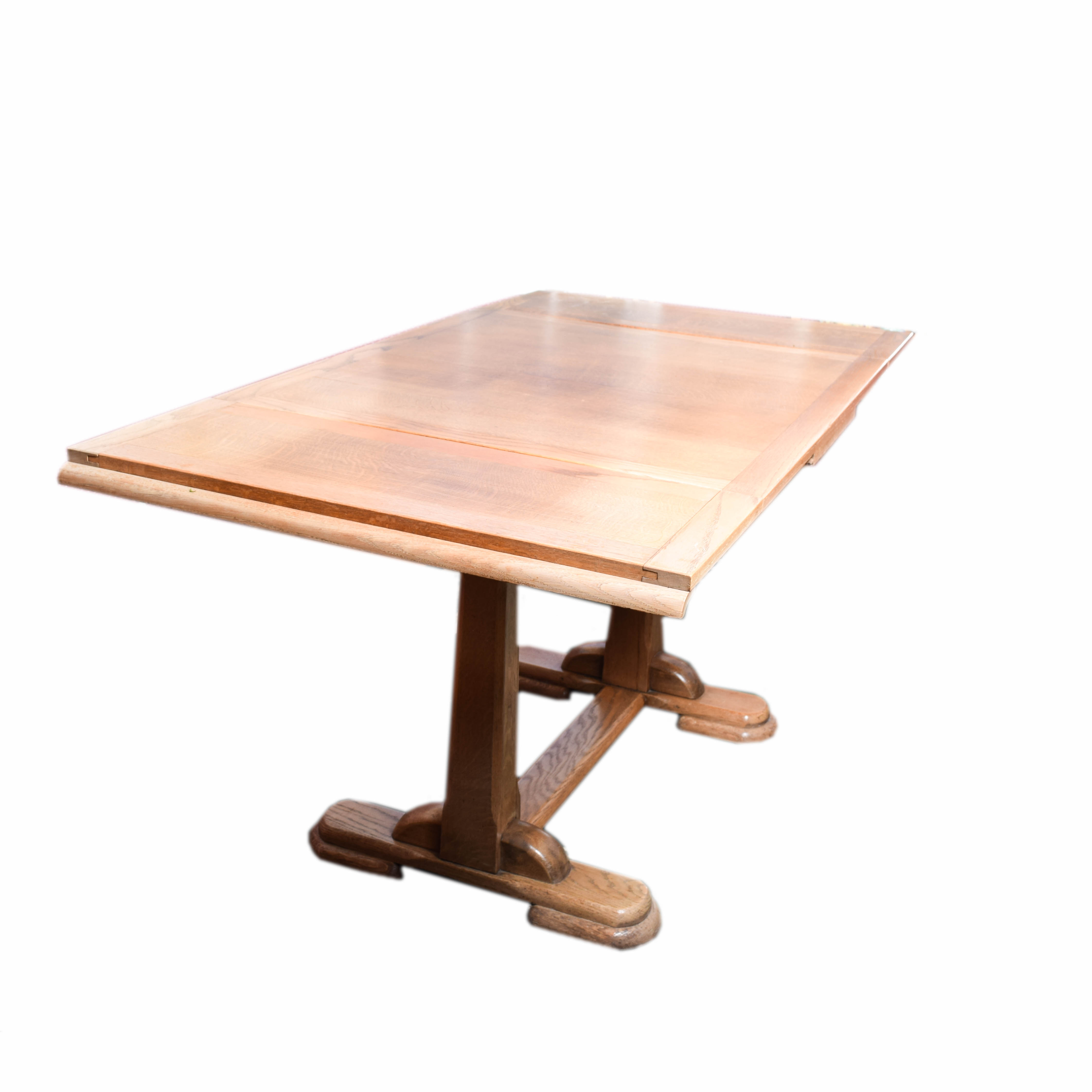 Vintage Oak Trestle Dining Table and Chairs