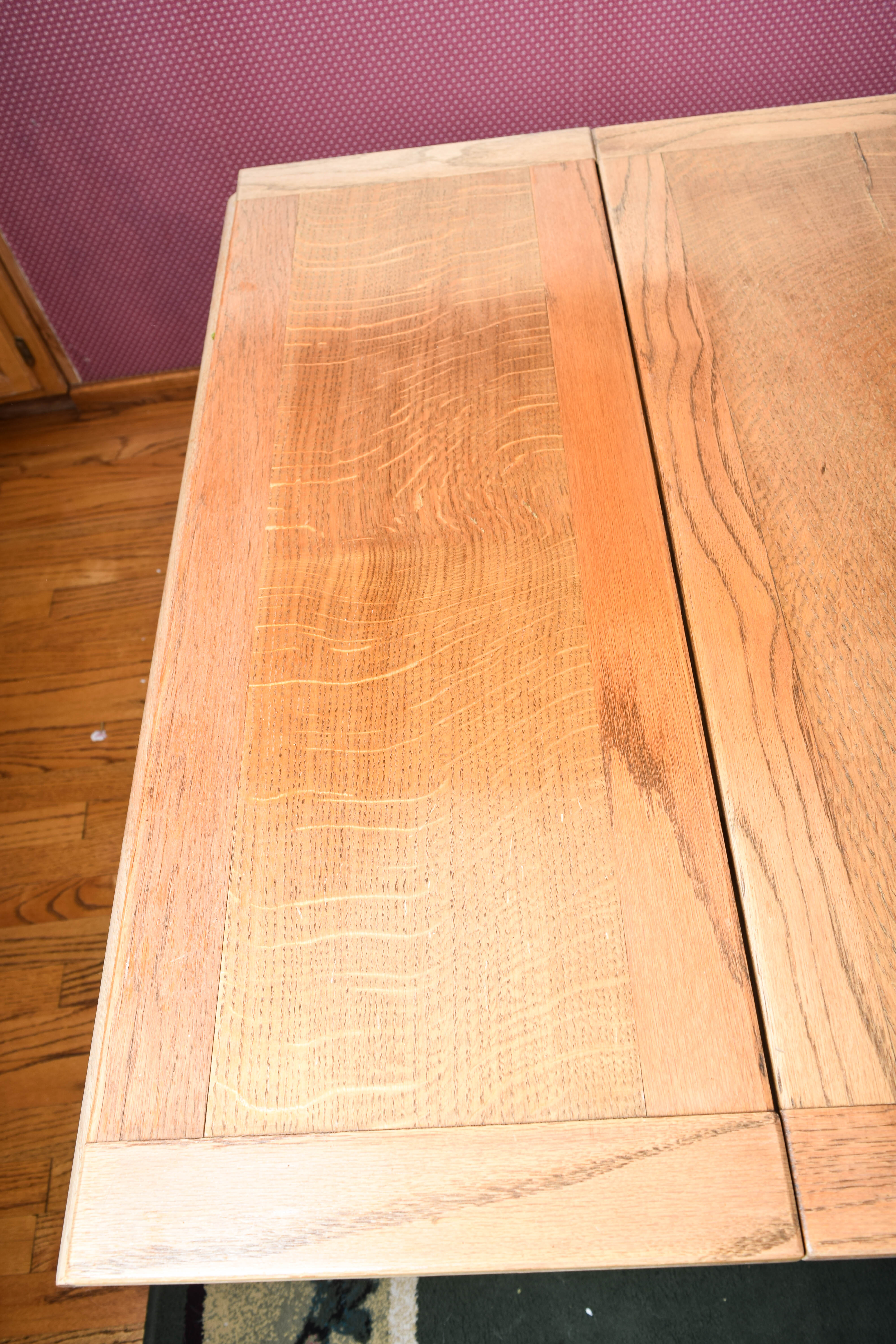 Vintage Oak Trestle Dining Table and Chairs