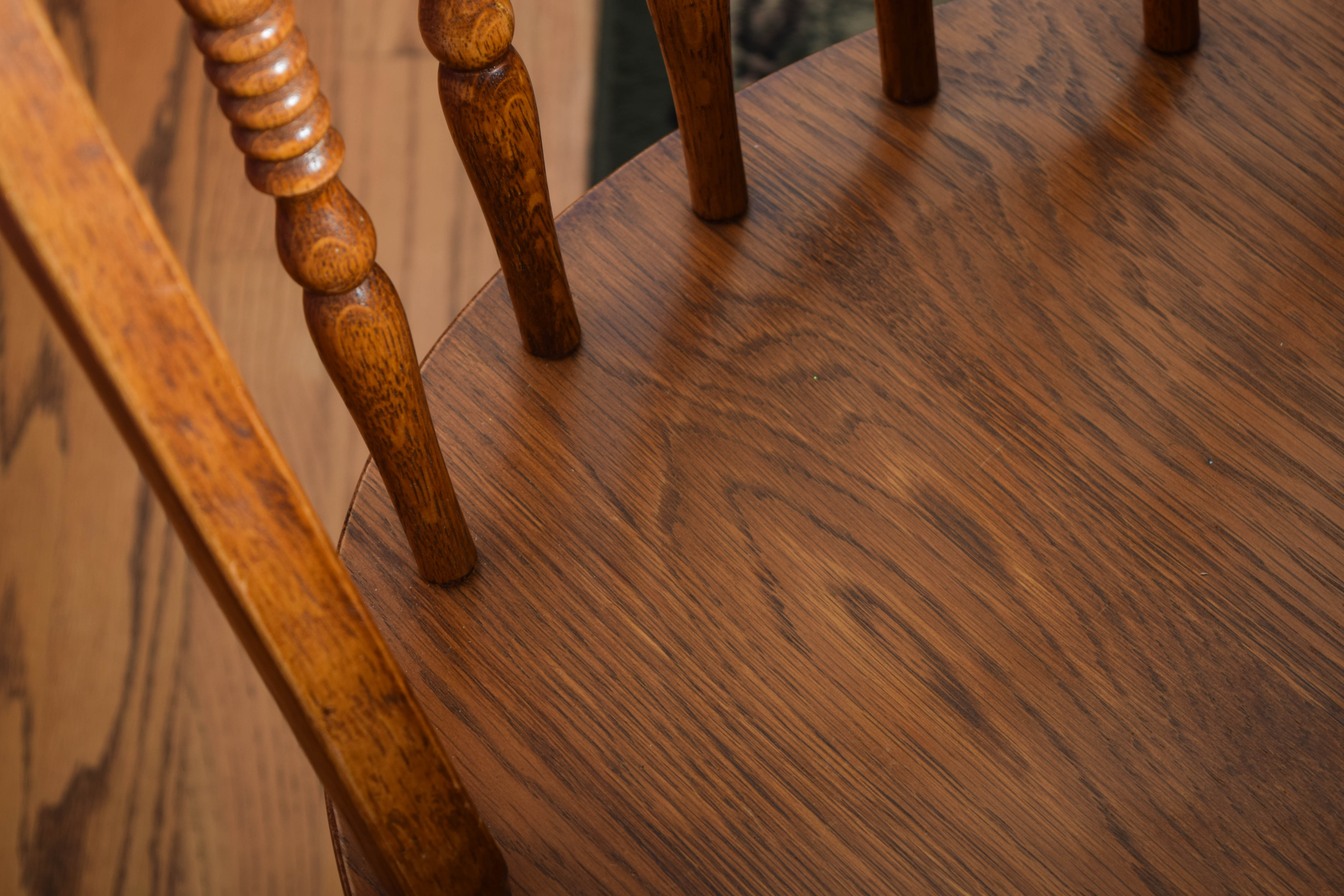 Vintage Oak Trestle Dining Table and Chairs