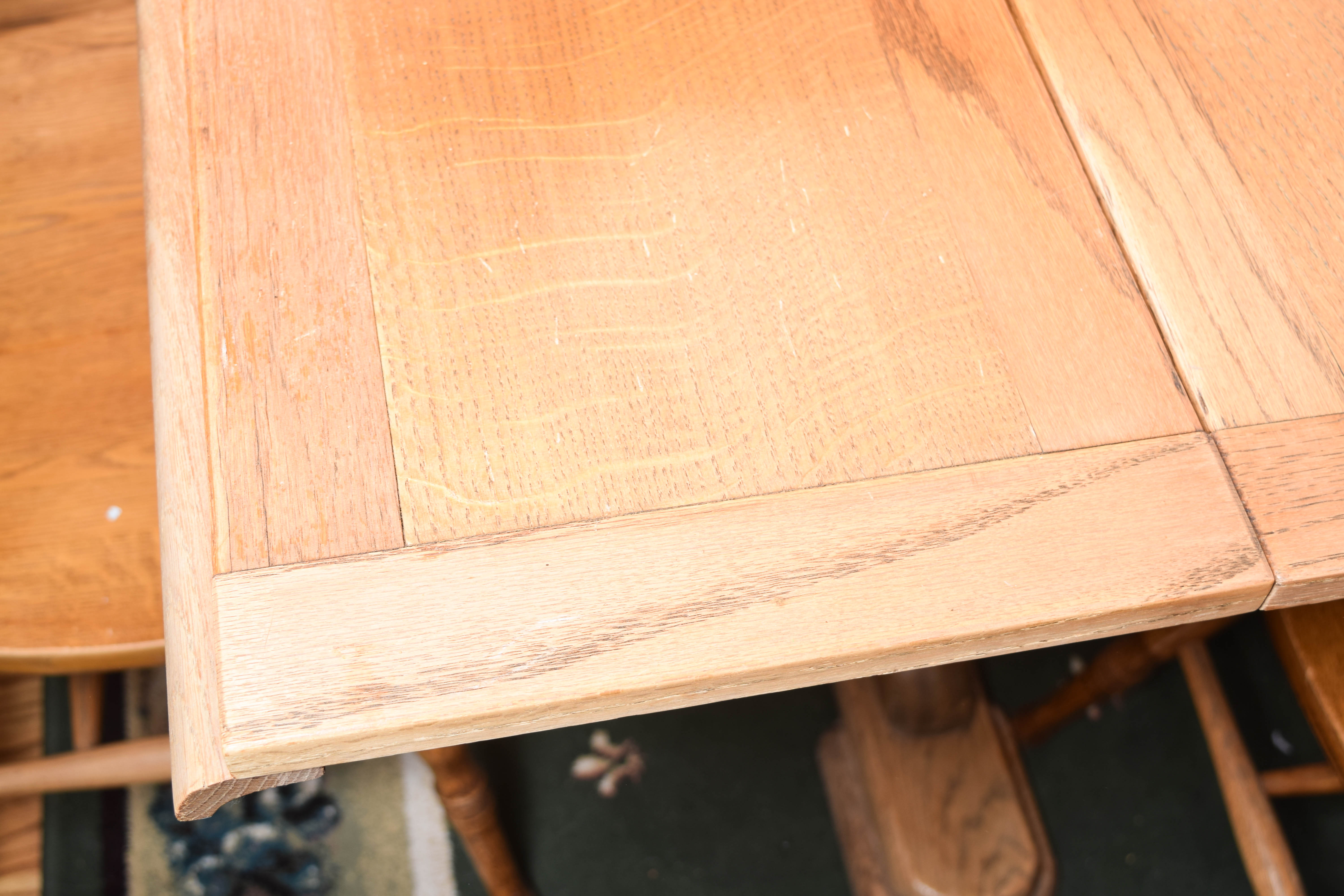 Vintage Oak Trestle Dining Table and Chairs