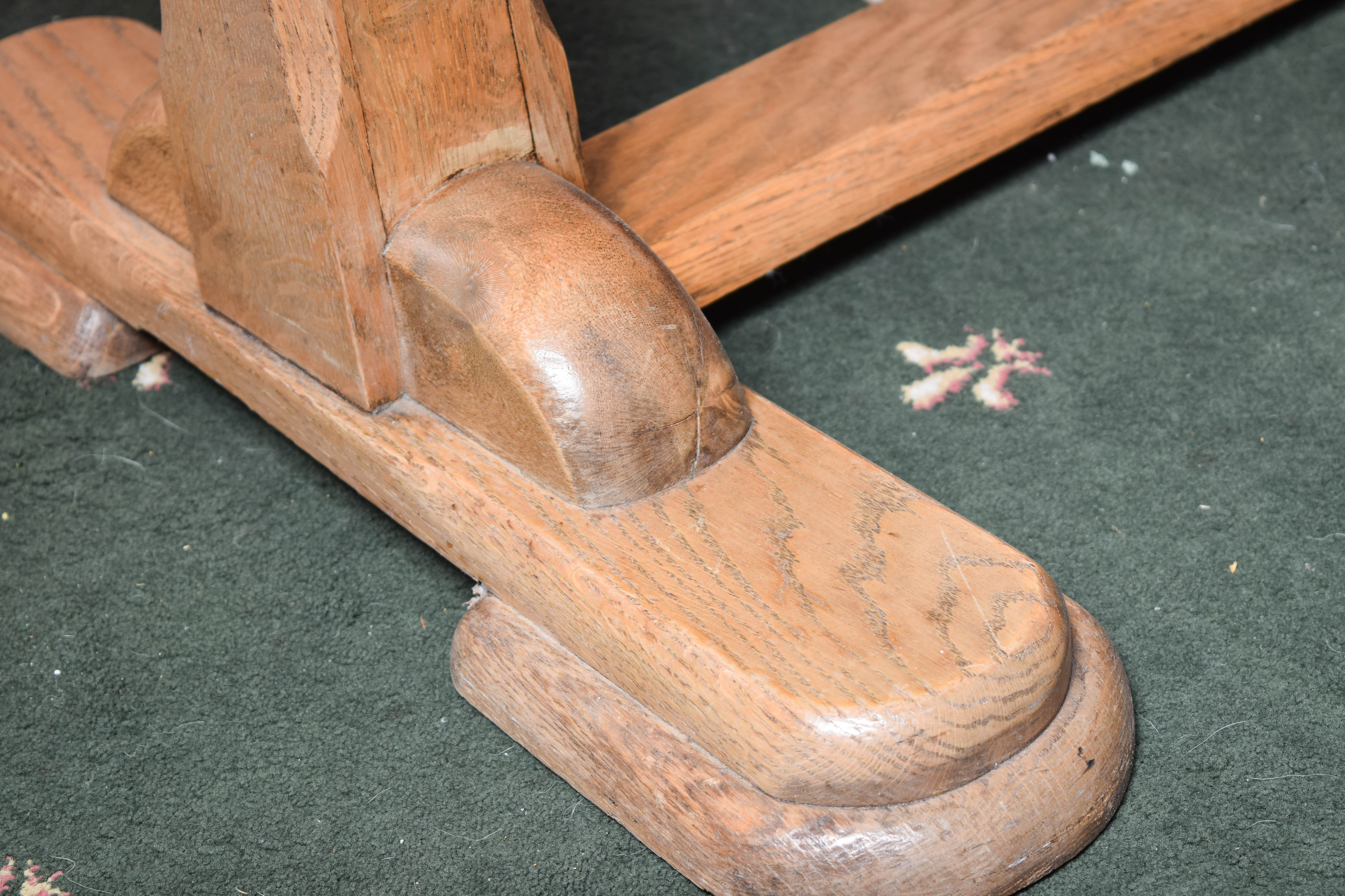 Vintage Oak Trestle Dining Table and Chairs