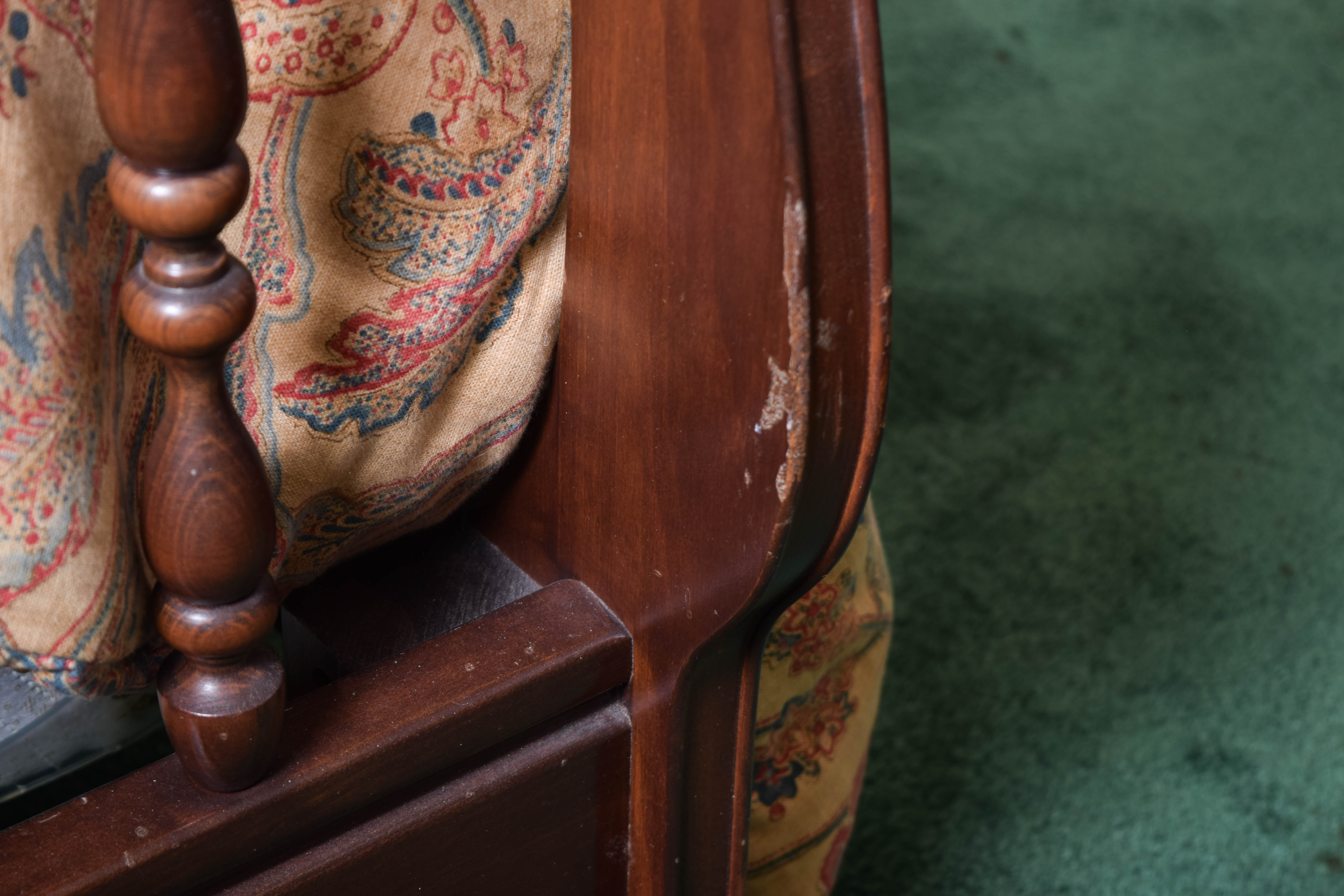 Vintage Queen Sized Spindle Sleigh Bed