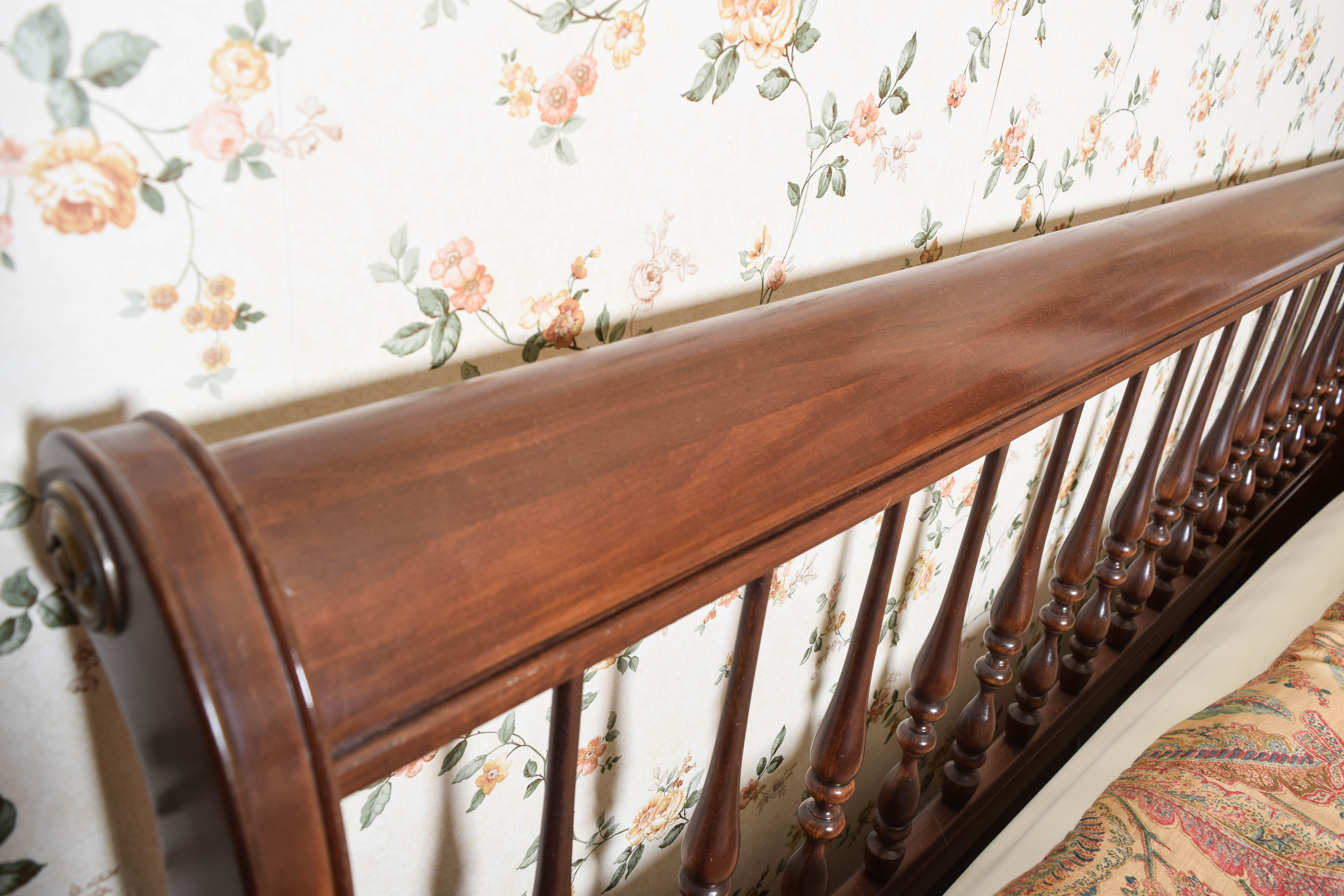 Vintage Queen Sized Spindle Sleigh Bed