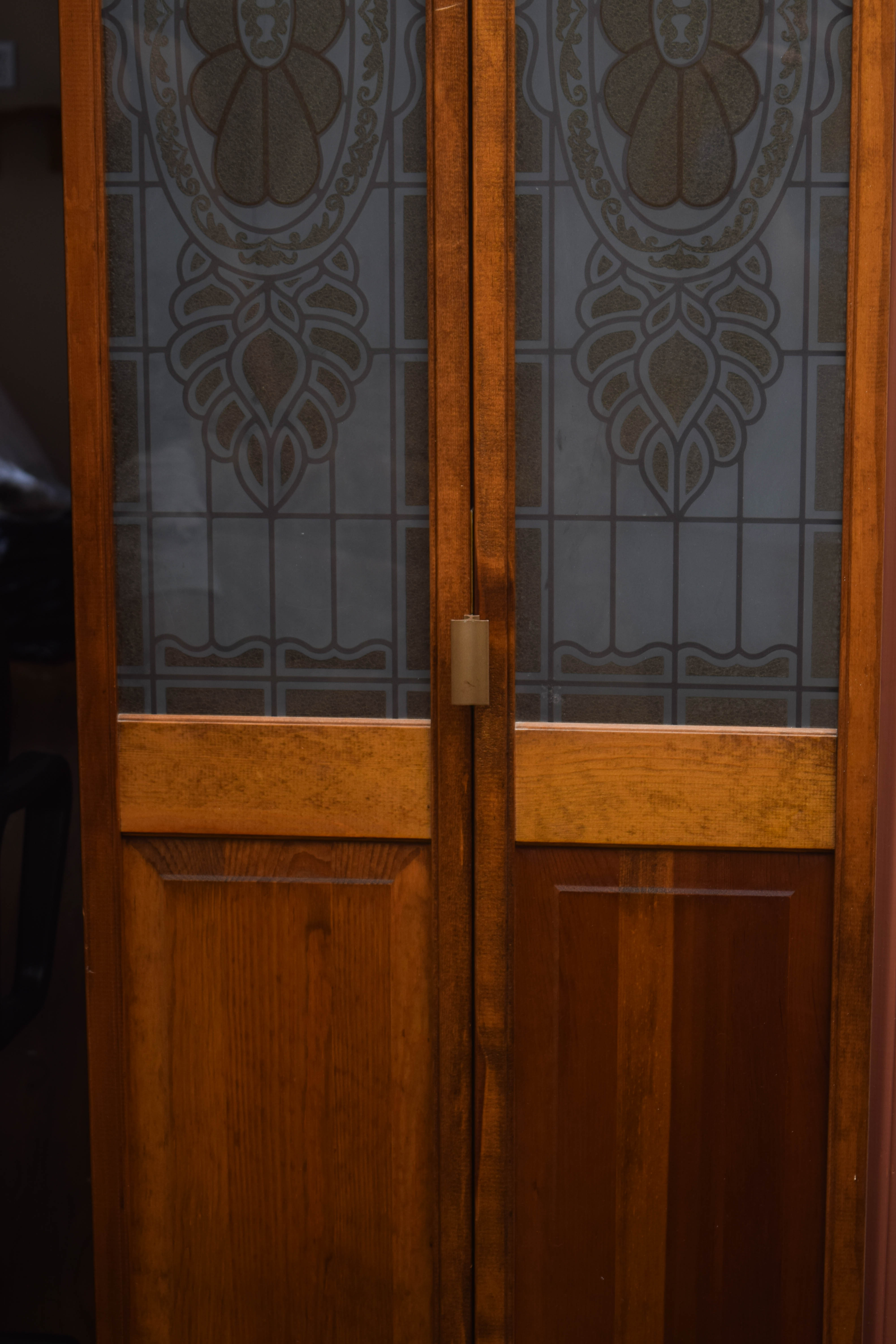 Pair of Wooden Bi-fold Doors with Glass Paneling