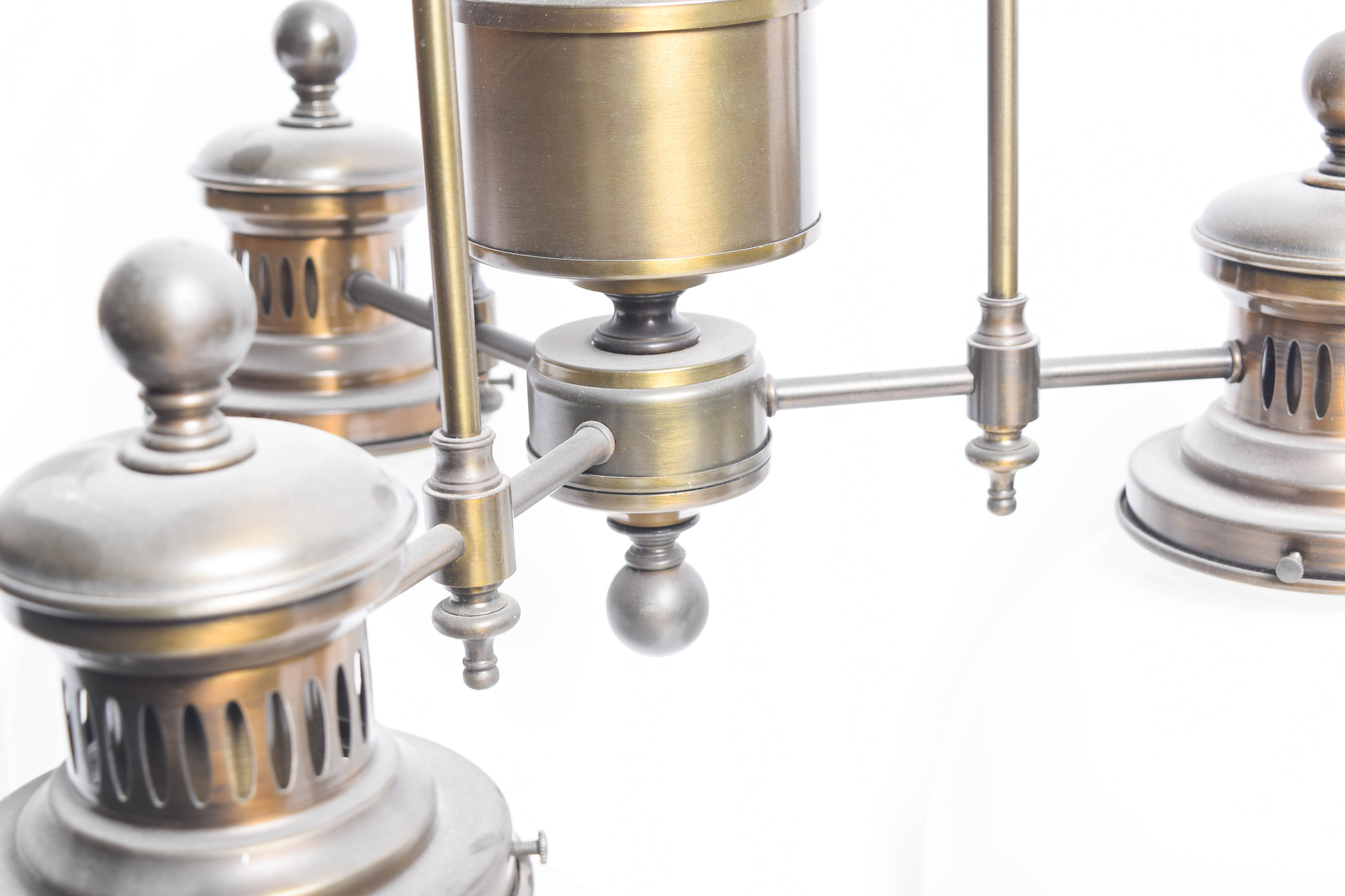 Vintage Brass Ceiling Light with Glass Shades