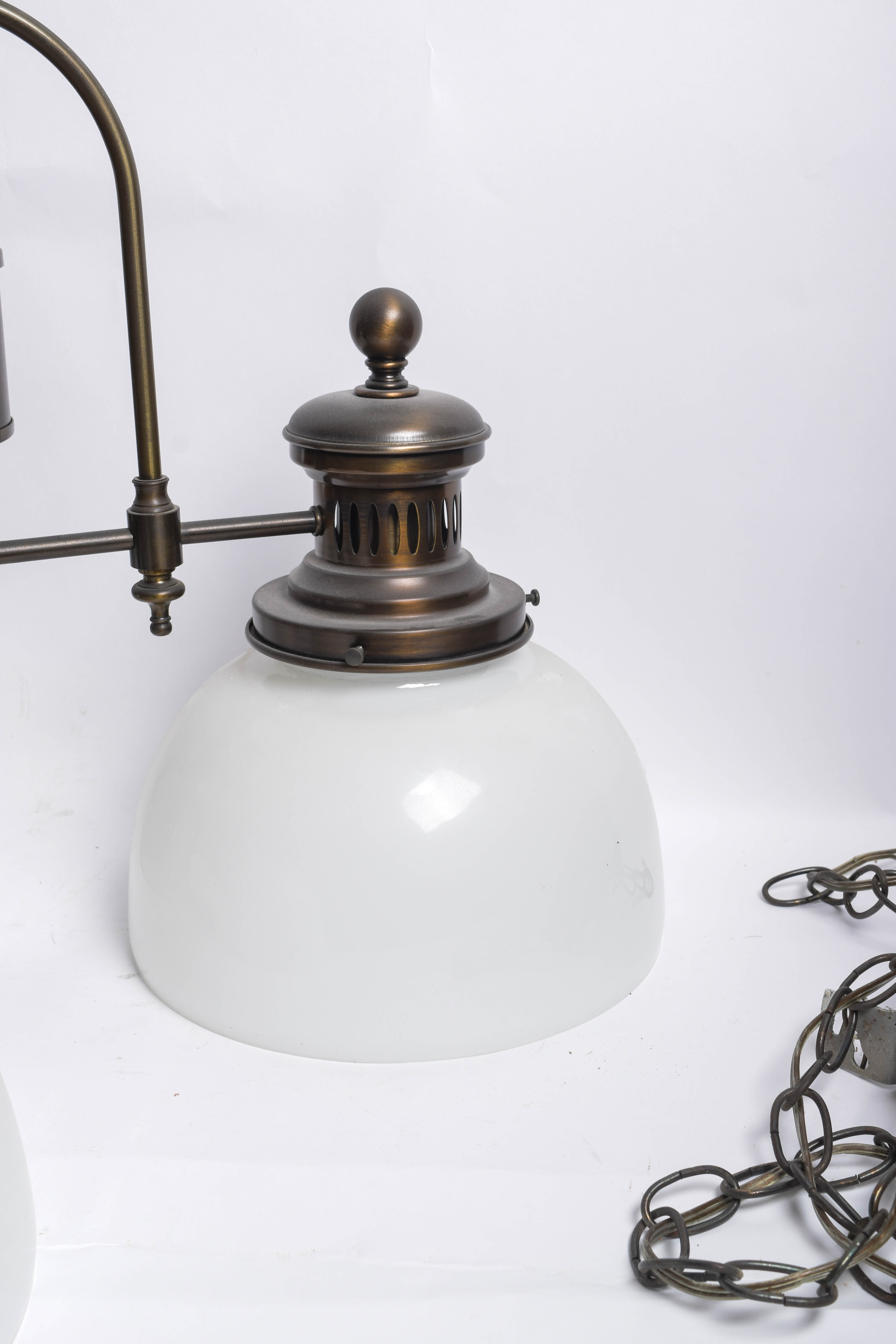 Vintage Brass Ceiling Light with Glass Shades