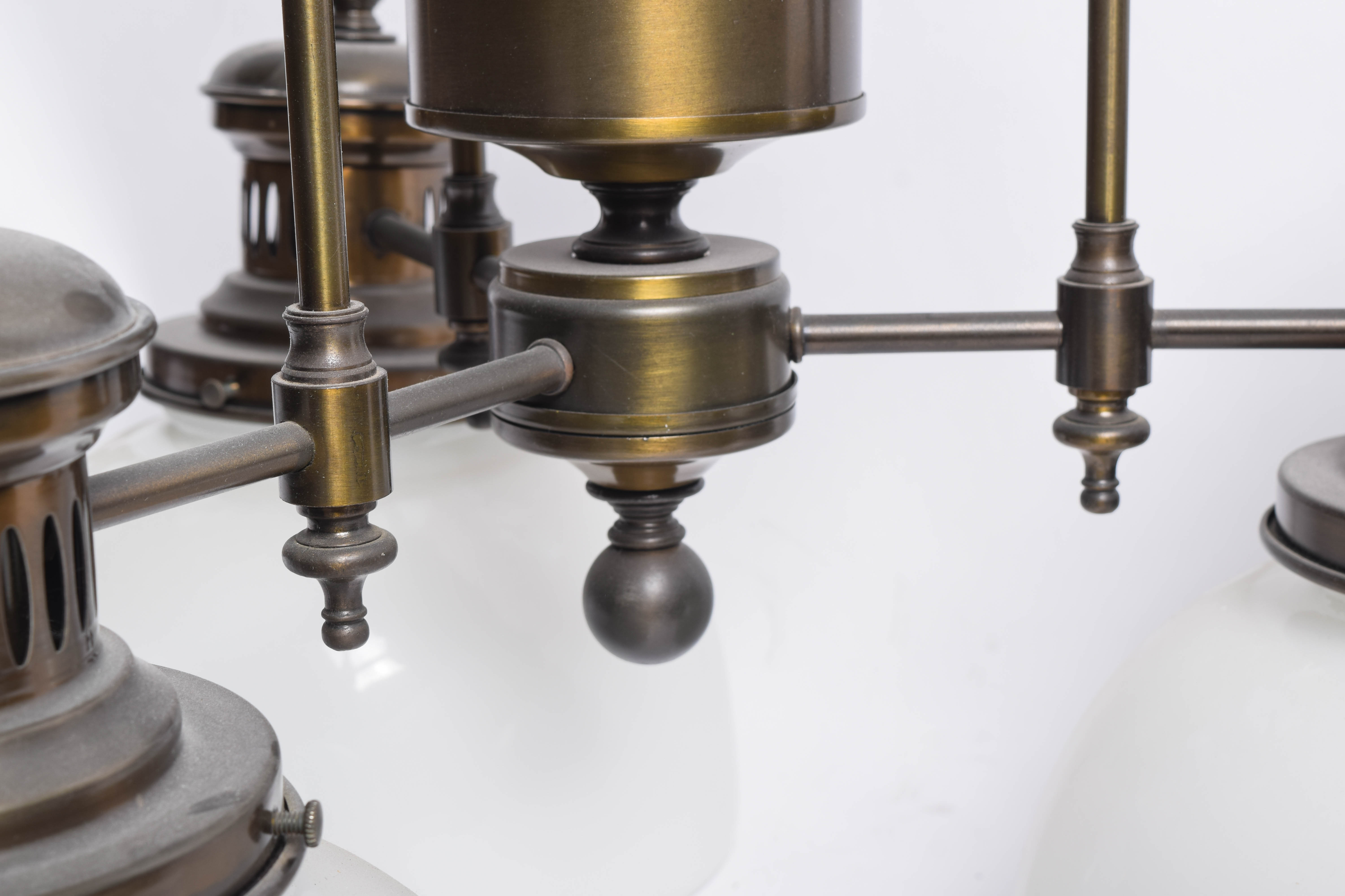 Vintage Brass Ceiling Light with Glass Shades