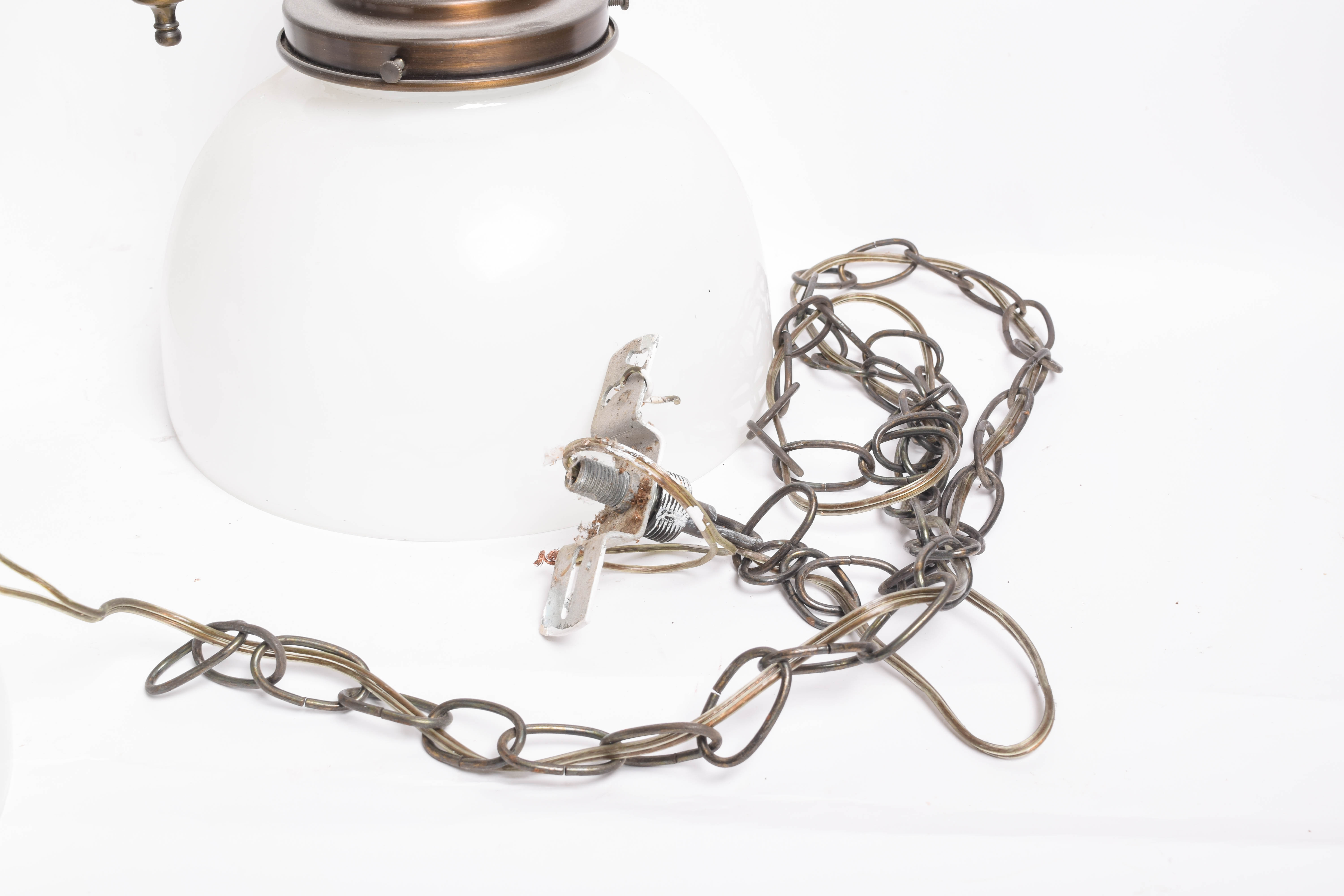 Vintage Brass Ceiling Light with Glass Shades