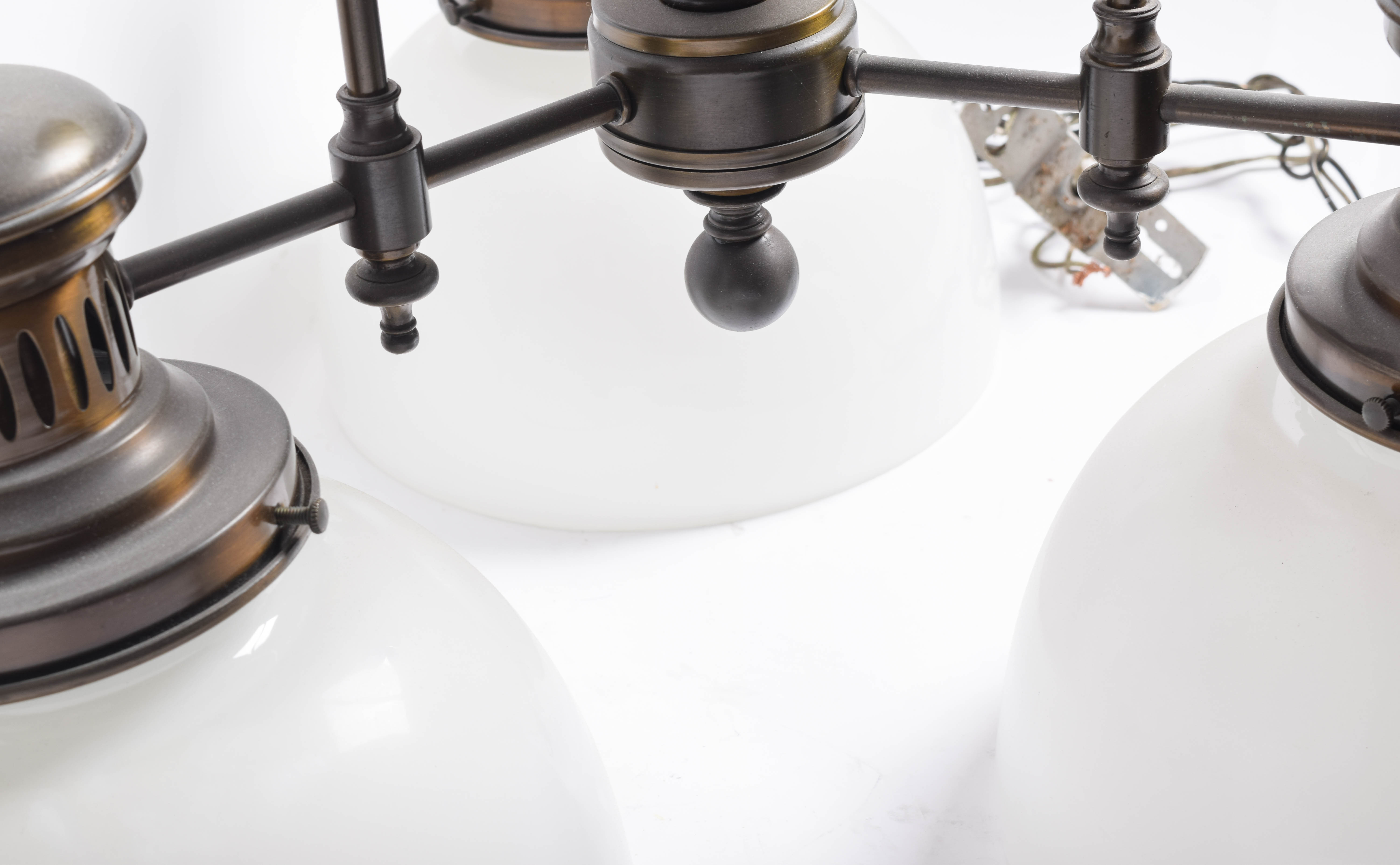 Vintage Brass Ceiling Light with Glass Shades