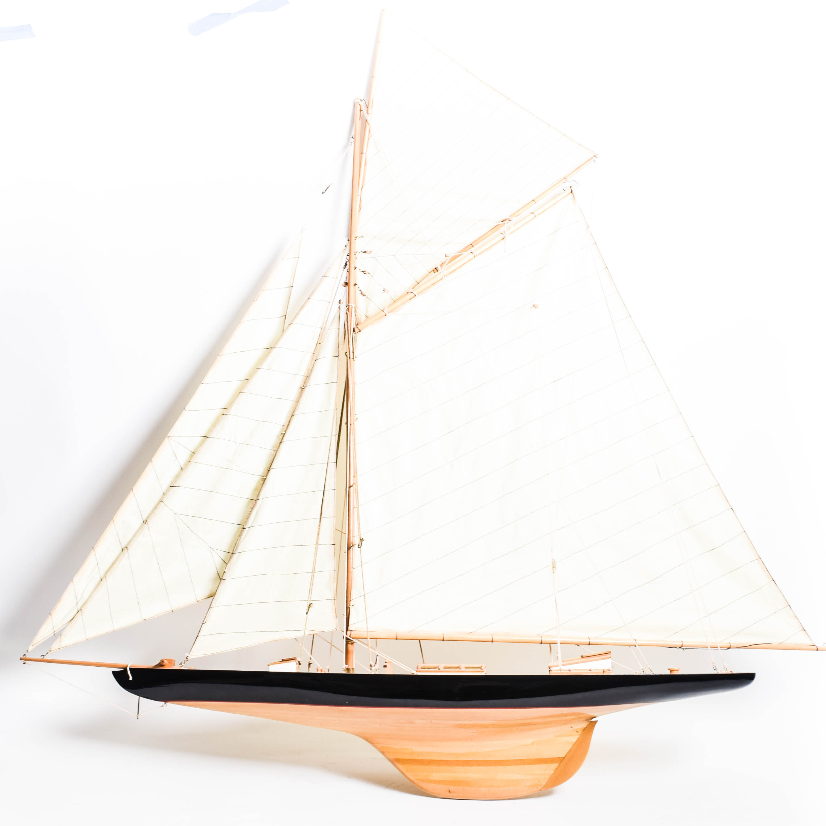 Vintage Wooden Model of a Sailboat