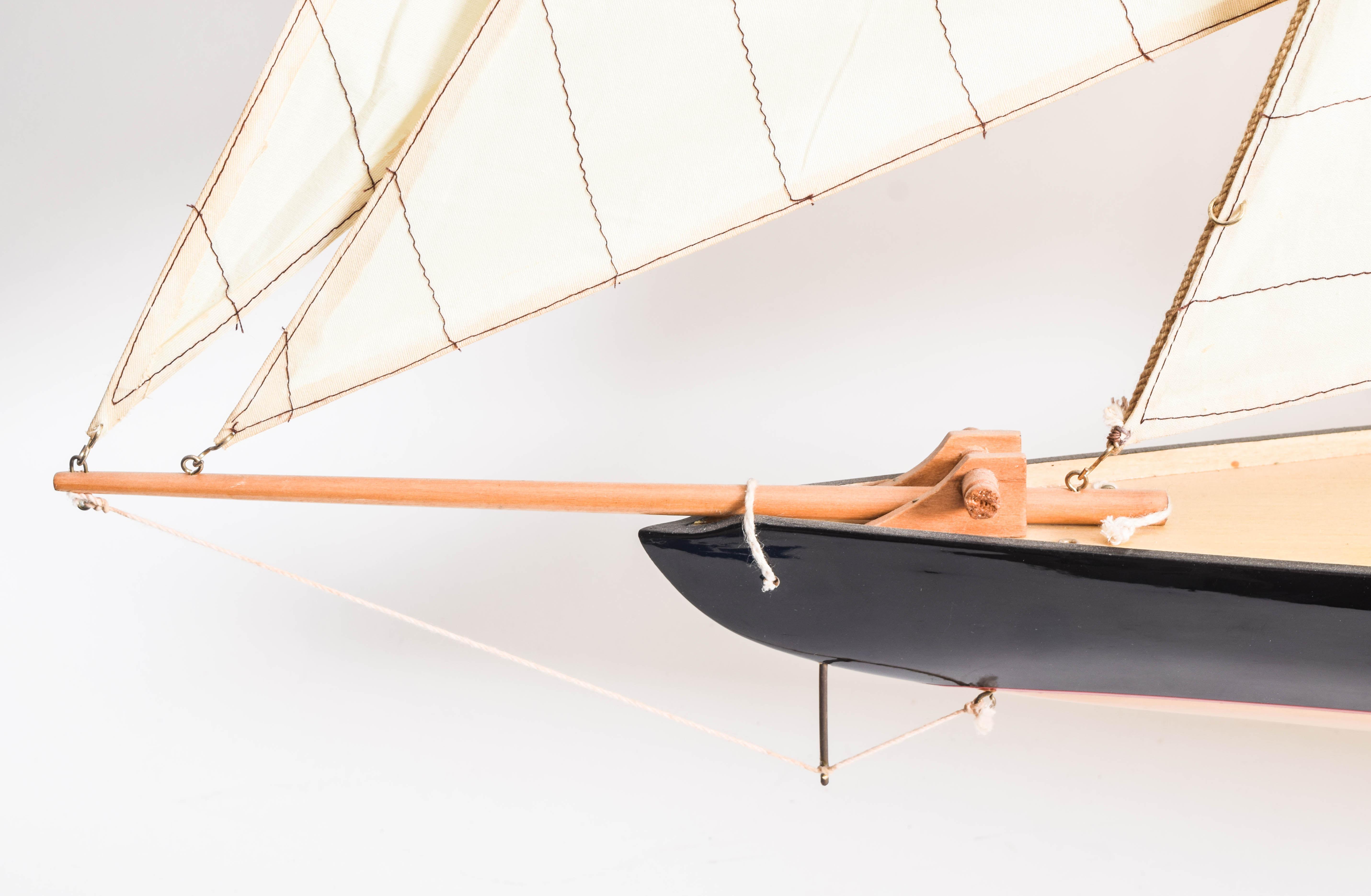 Vintage Wooden Model of a Sailboat