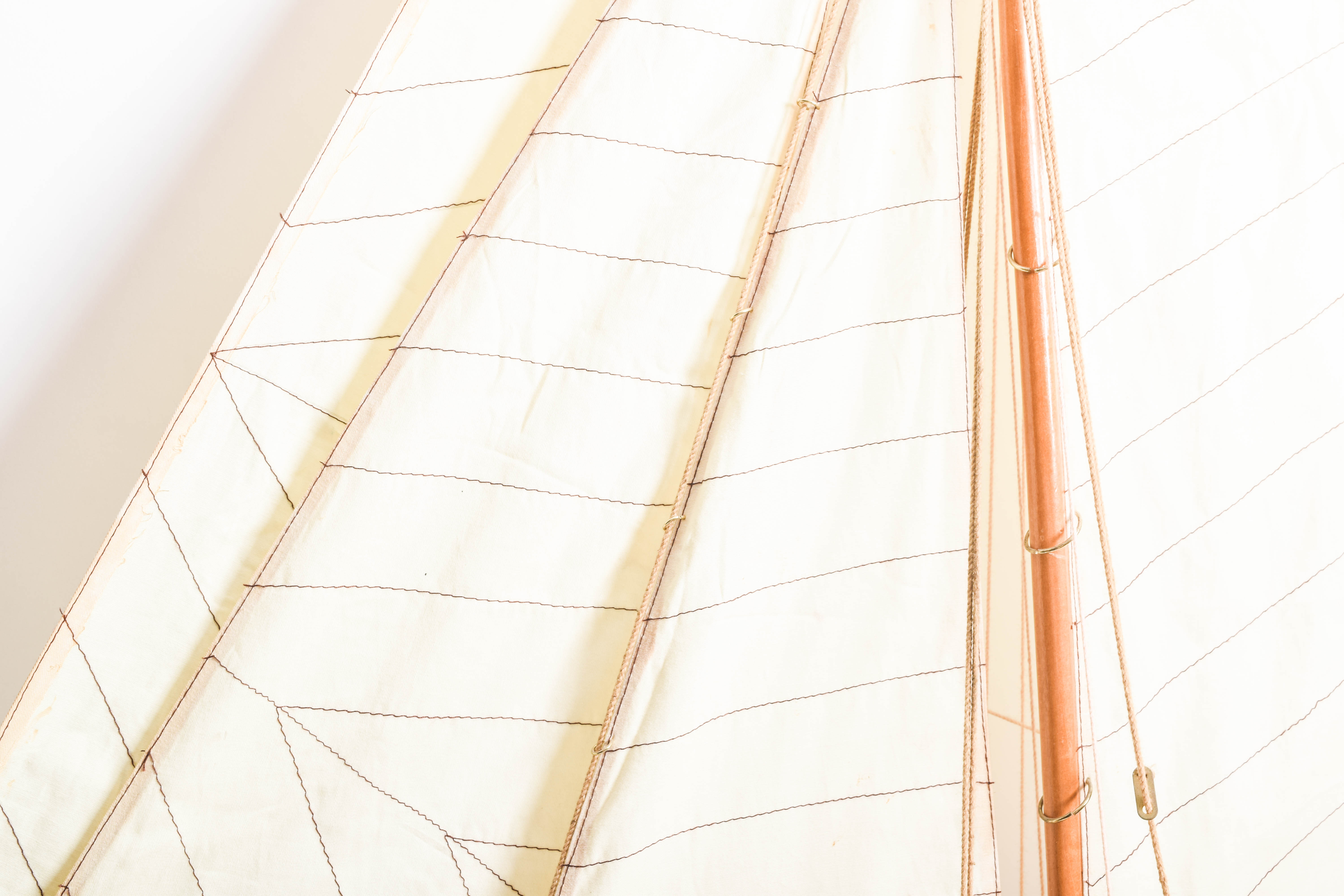 Vintage Wooden Model of a Sailboat