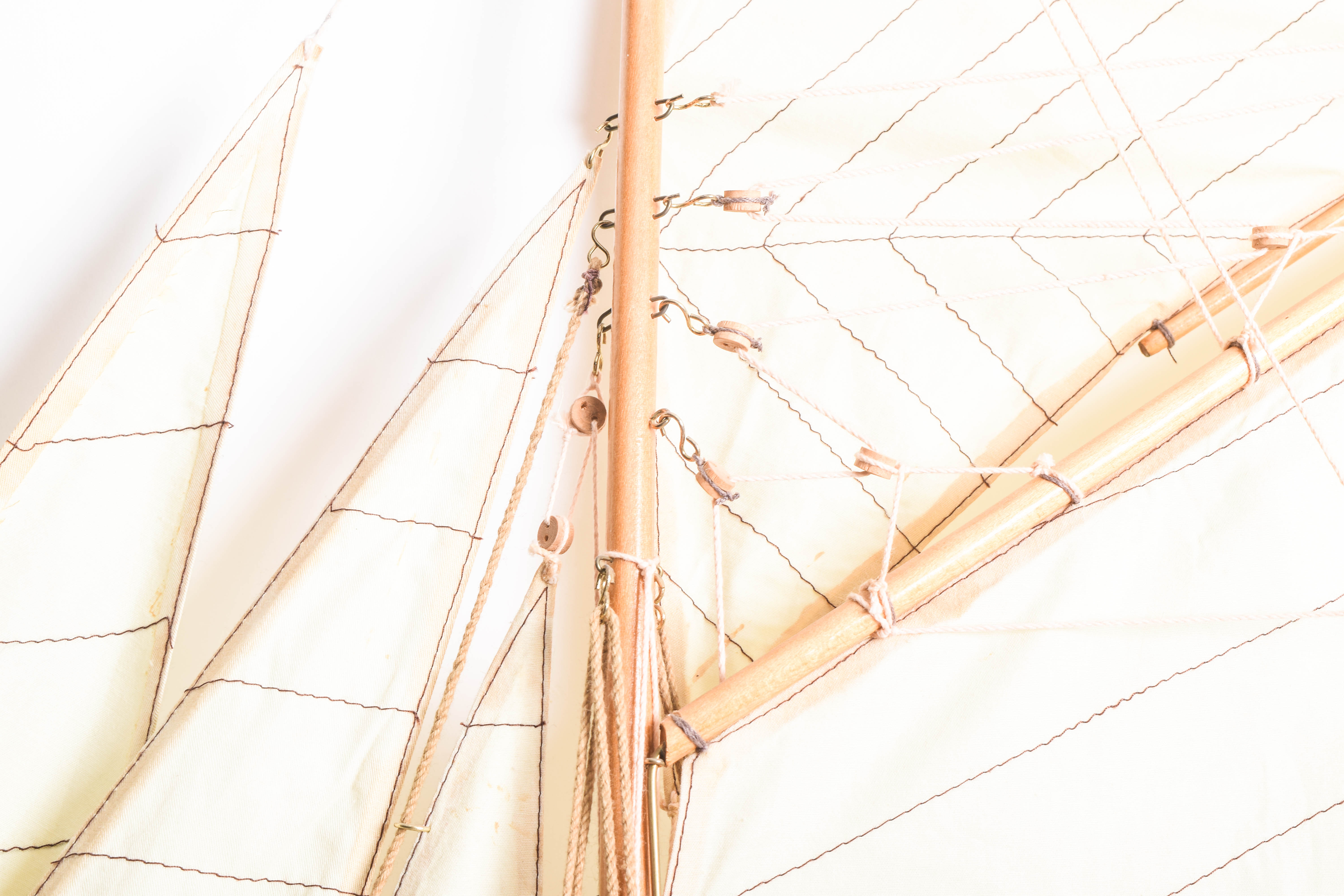Vintage Wooden Model of a Sailboat