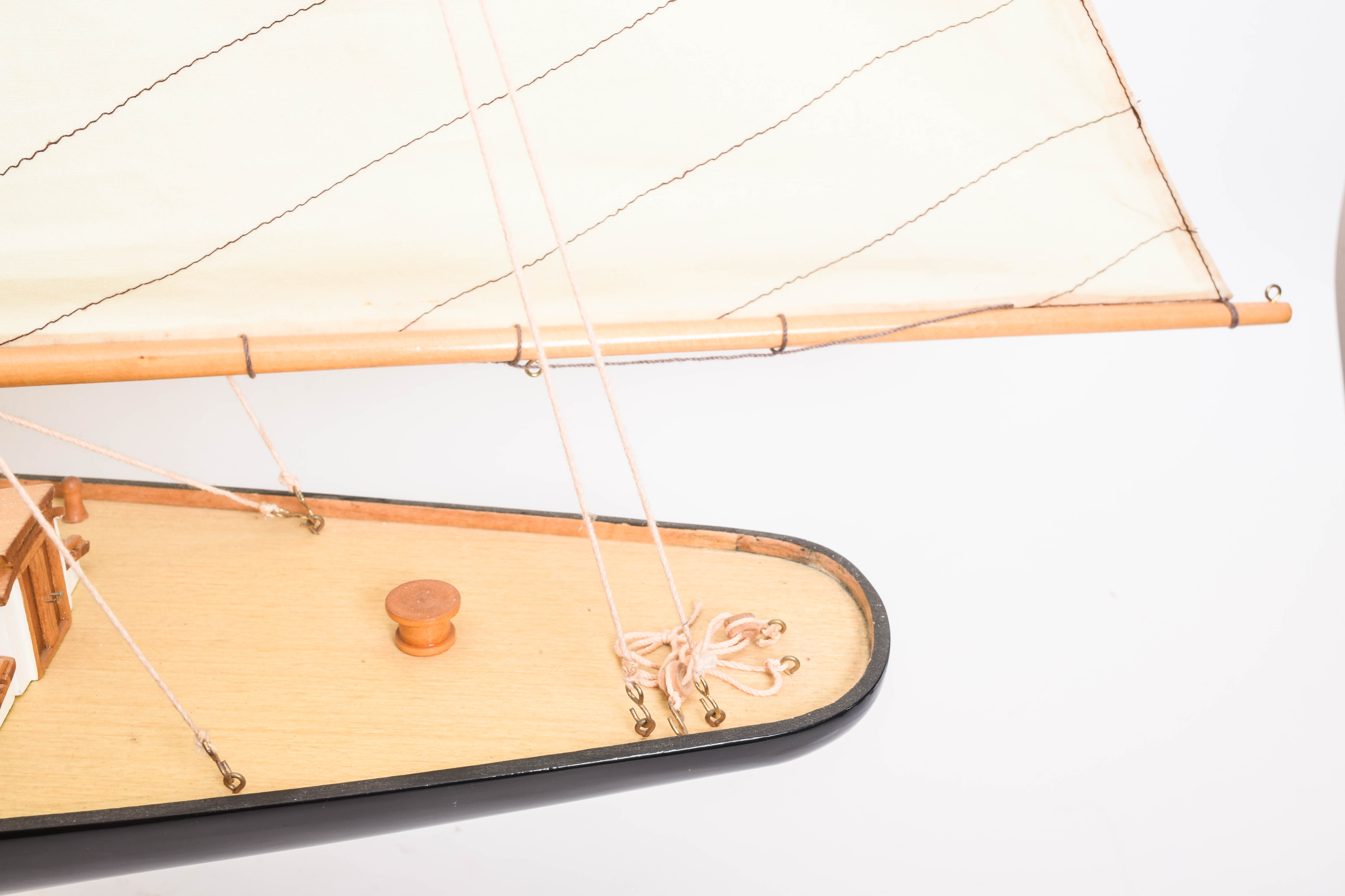Vintage Wooden Model of a Sailboat