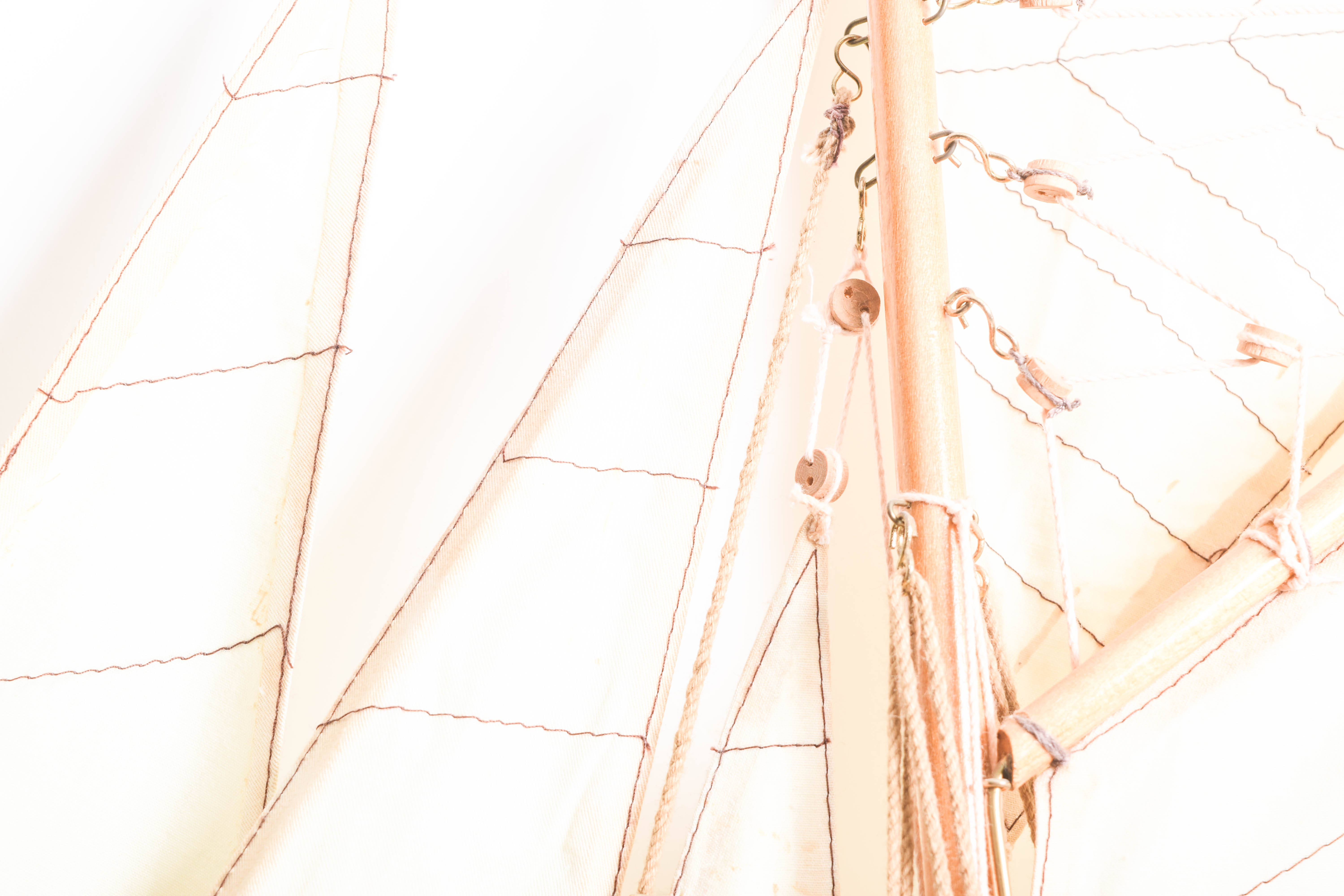 Vintage Wooden Model of a Sailboat