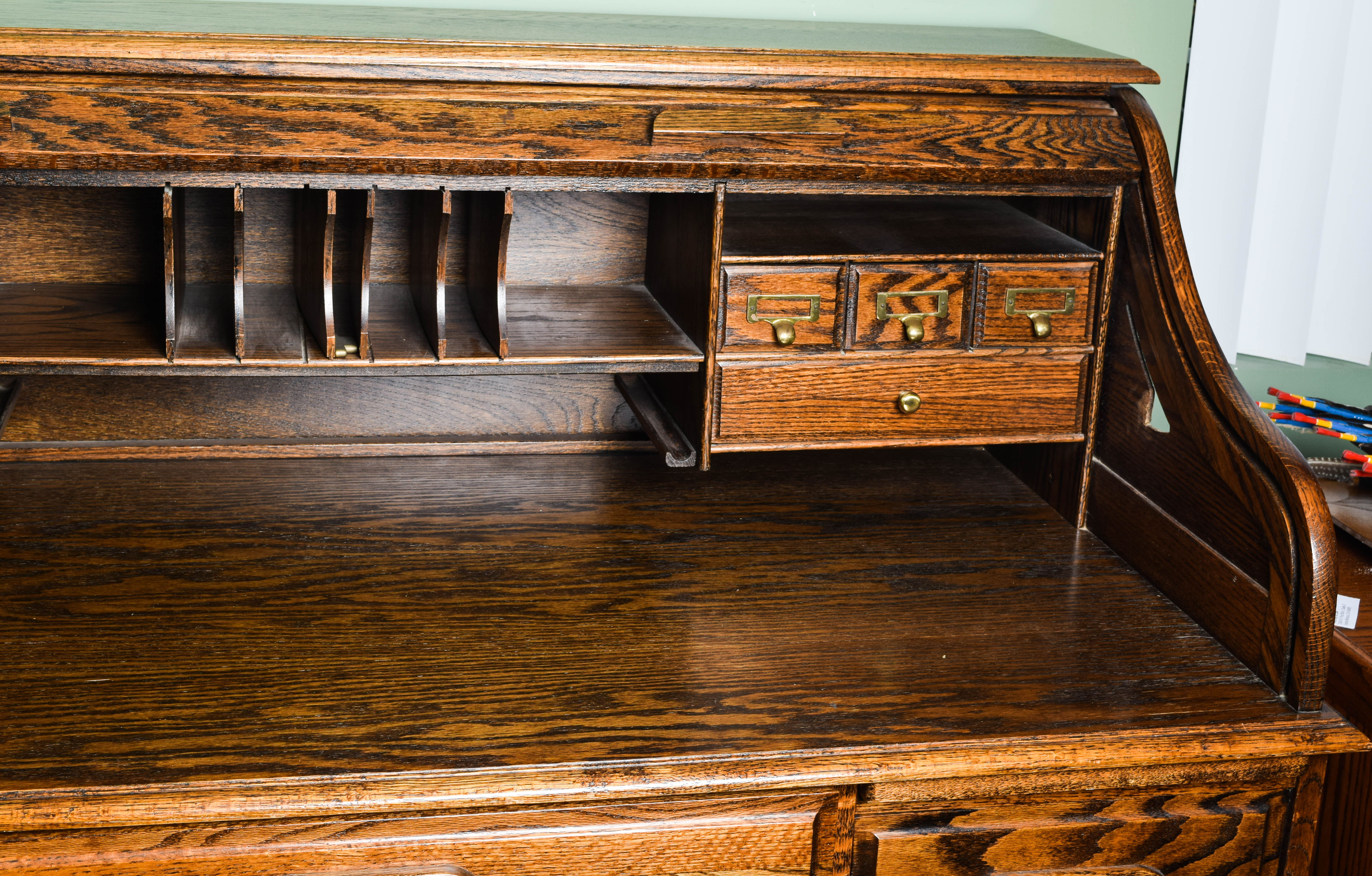 Vintage Oak Roll Top Desk