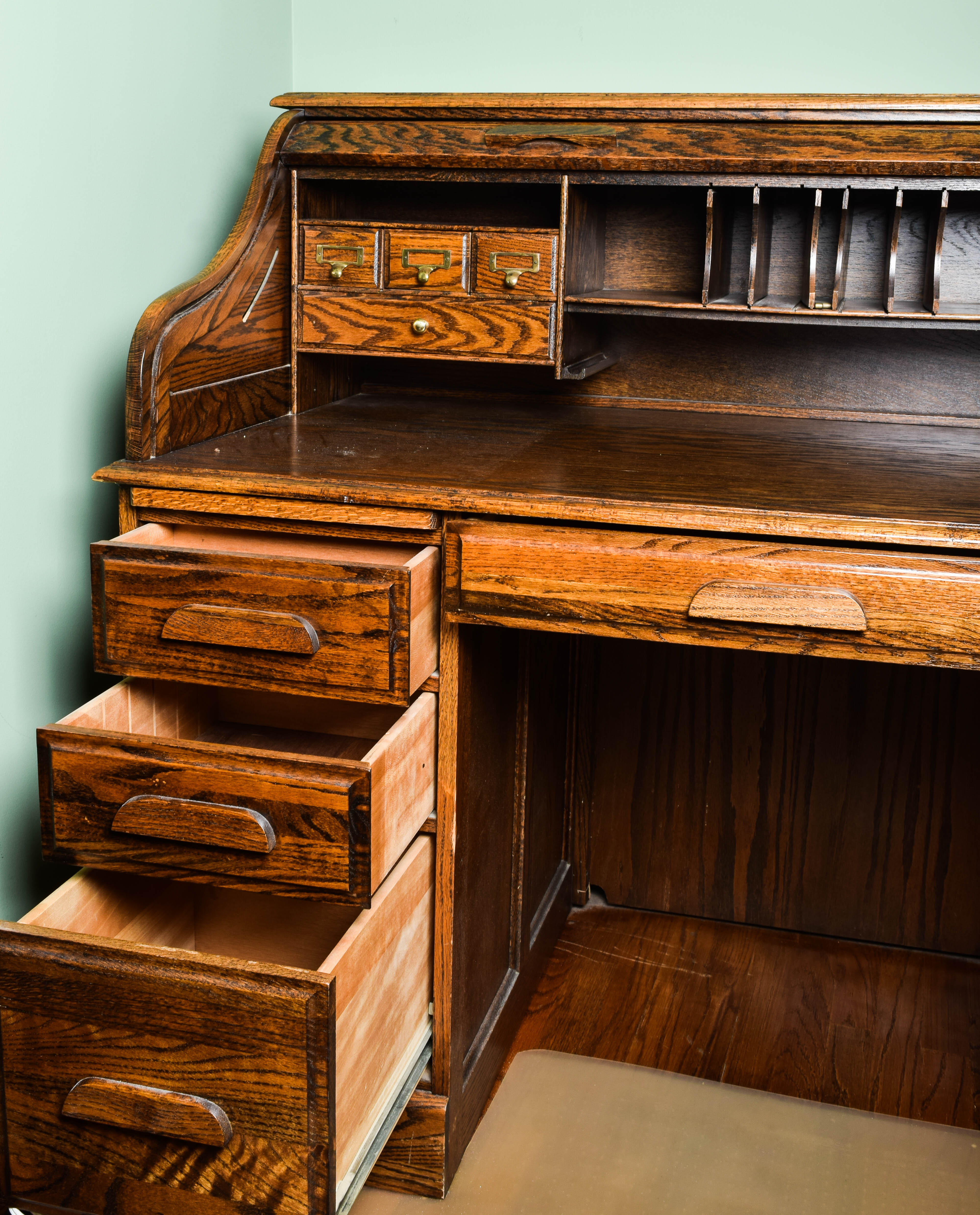 Vintage Oak Roll Top Desk