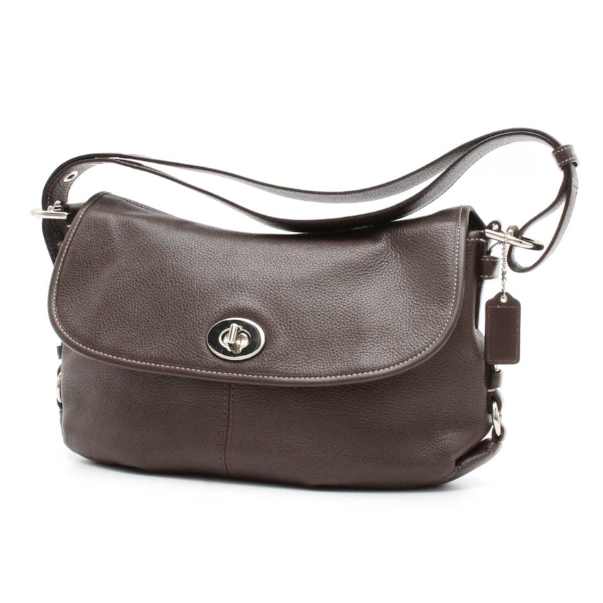 Coach Legacy Brown Pebbled Leather Shoulder Bag