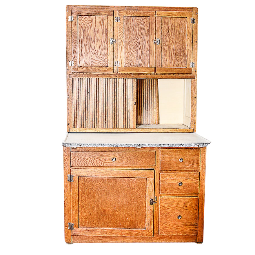 Vintage Oak Hoosier Cabinet