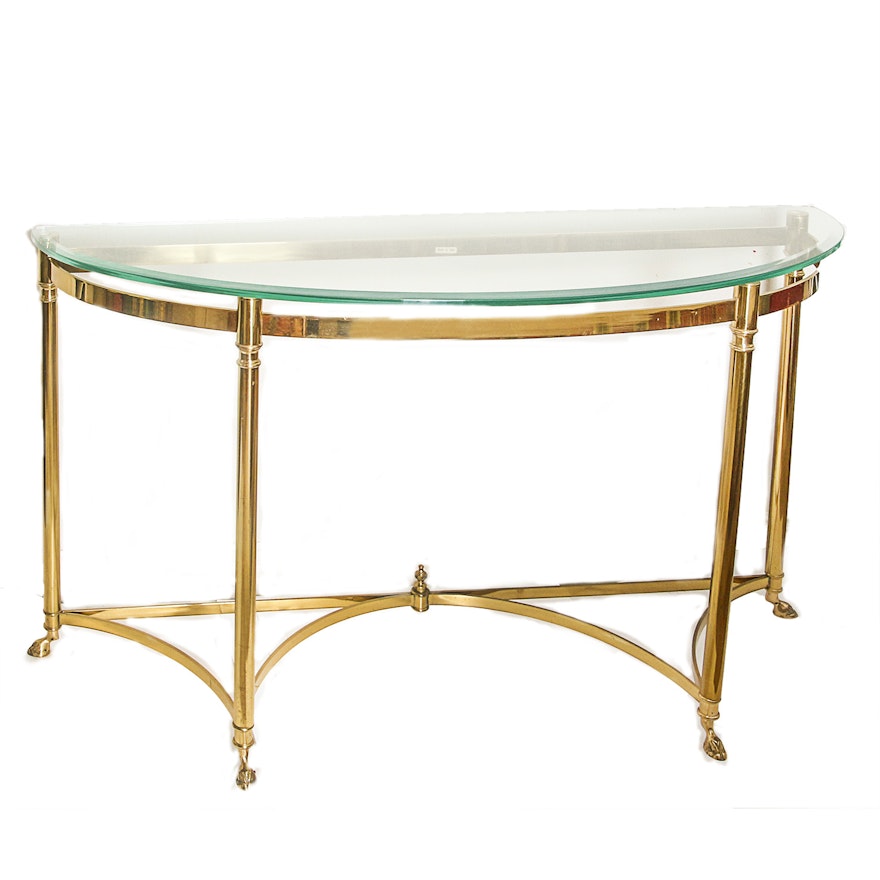 Glass Top Demilune Console Table