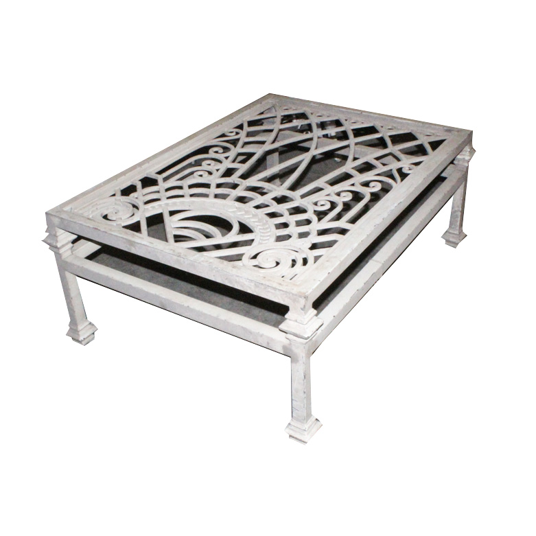 Distressed White Metal Coffee Table