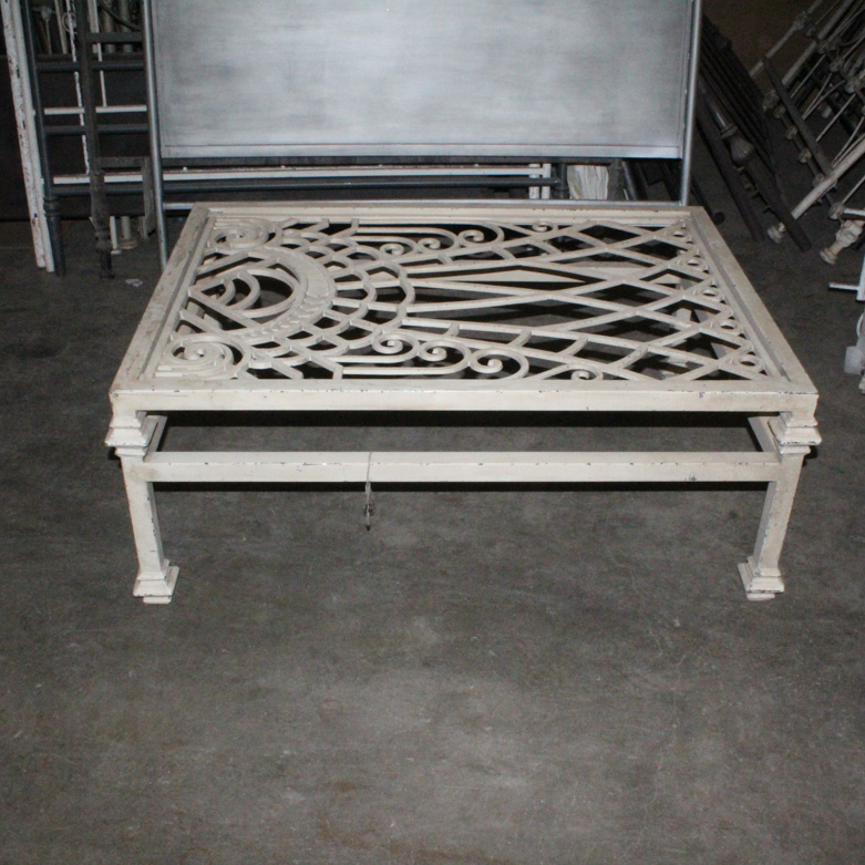 Distressed White Metal Coffee Table