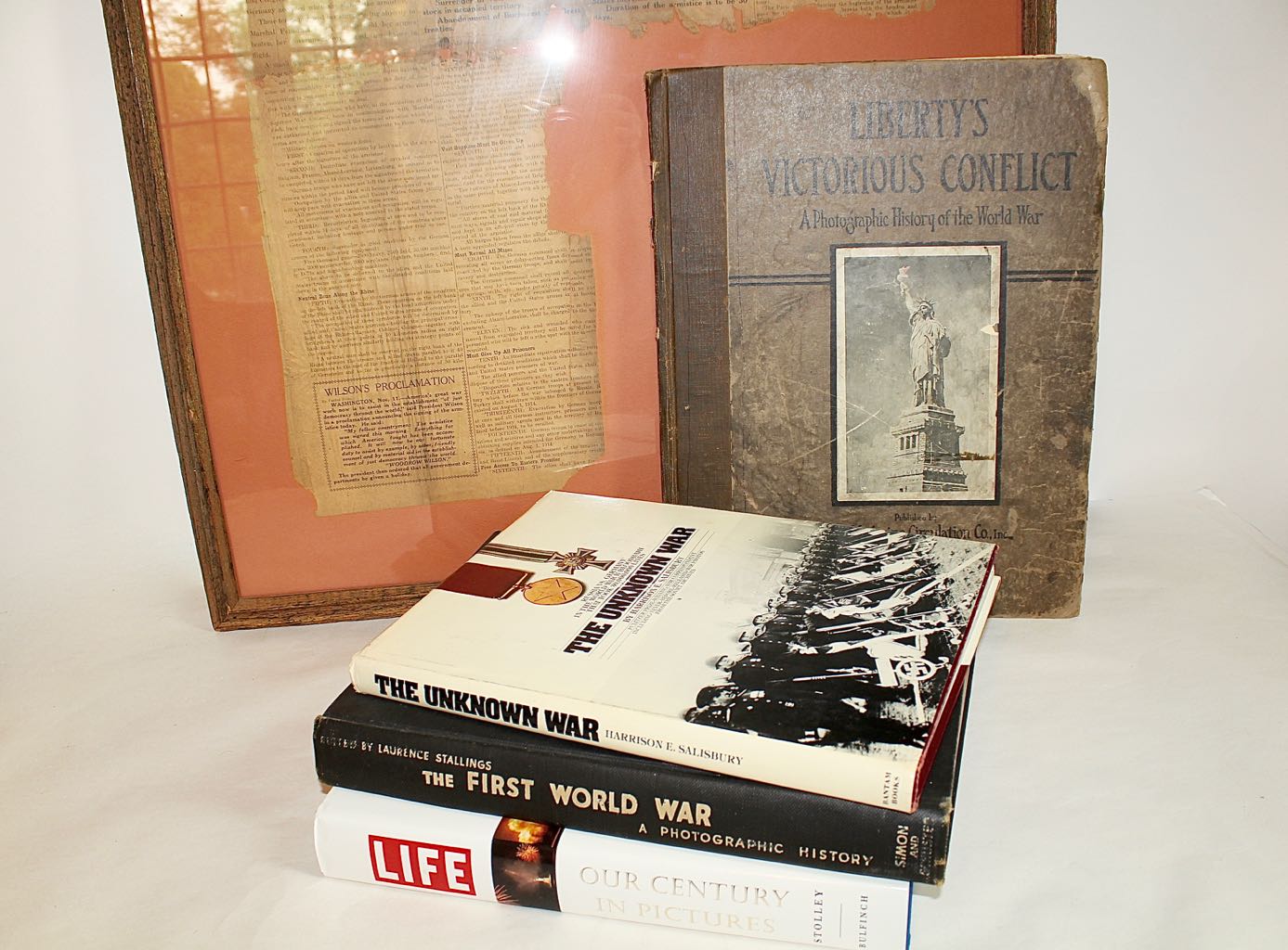 1918 End of WWI Newspaper and War Books