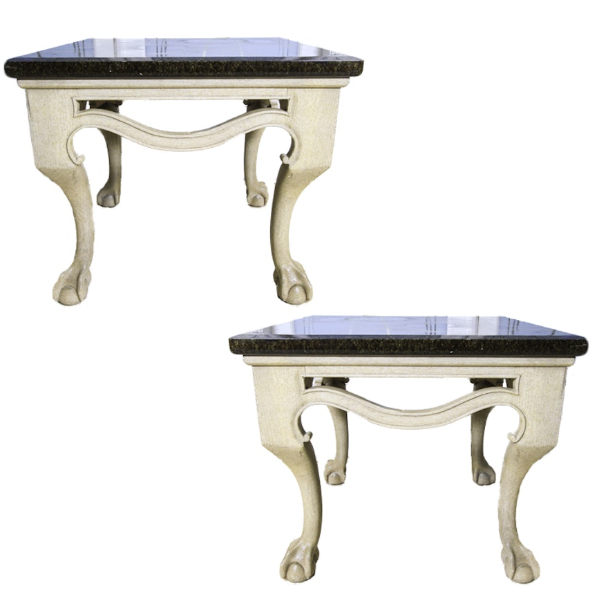 Marble Top End Tables with Claw Feet