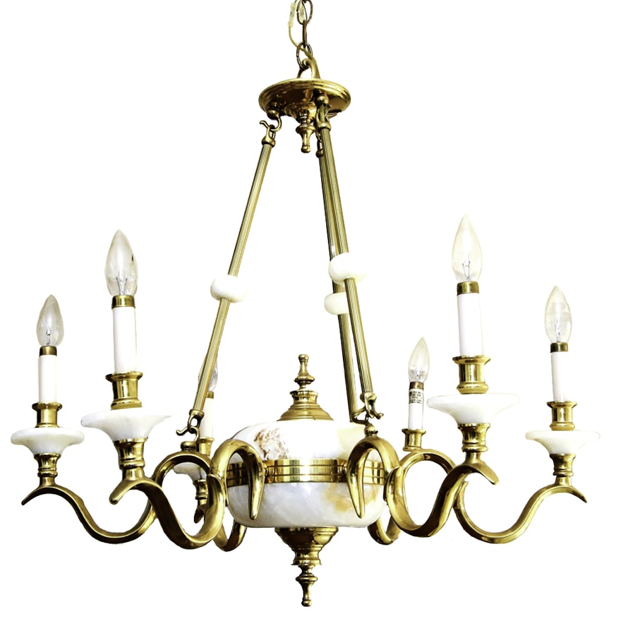 Gold and Marble Style Stoneware Chandelier